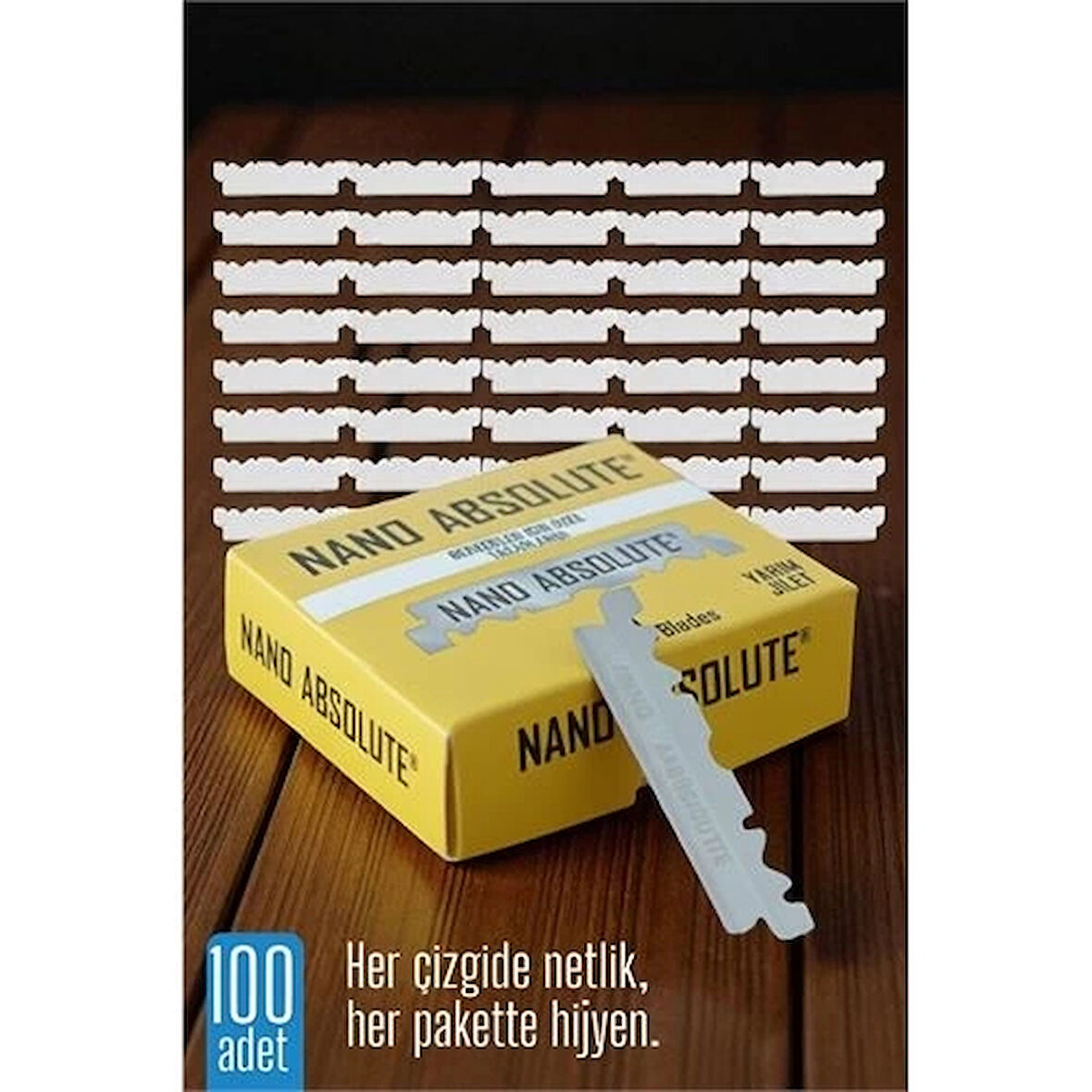 CEYLAN ADAM  100 lü Berber Ustura Jileti - Yarım Jilet- Berber Jileti Nano Absolute