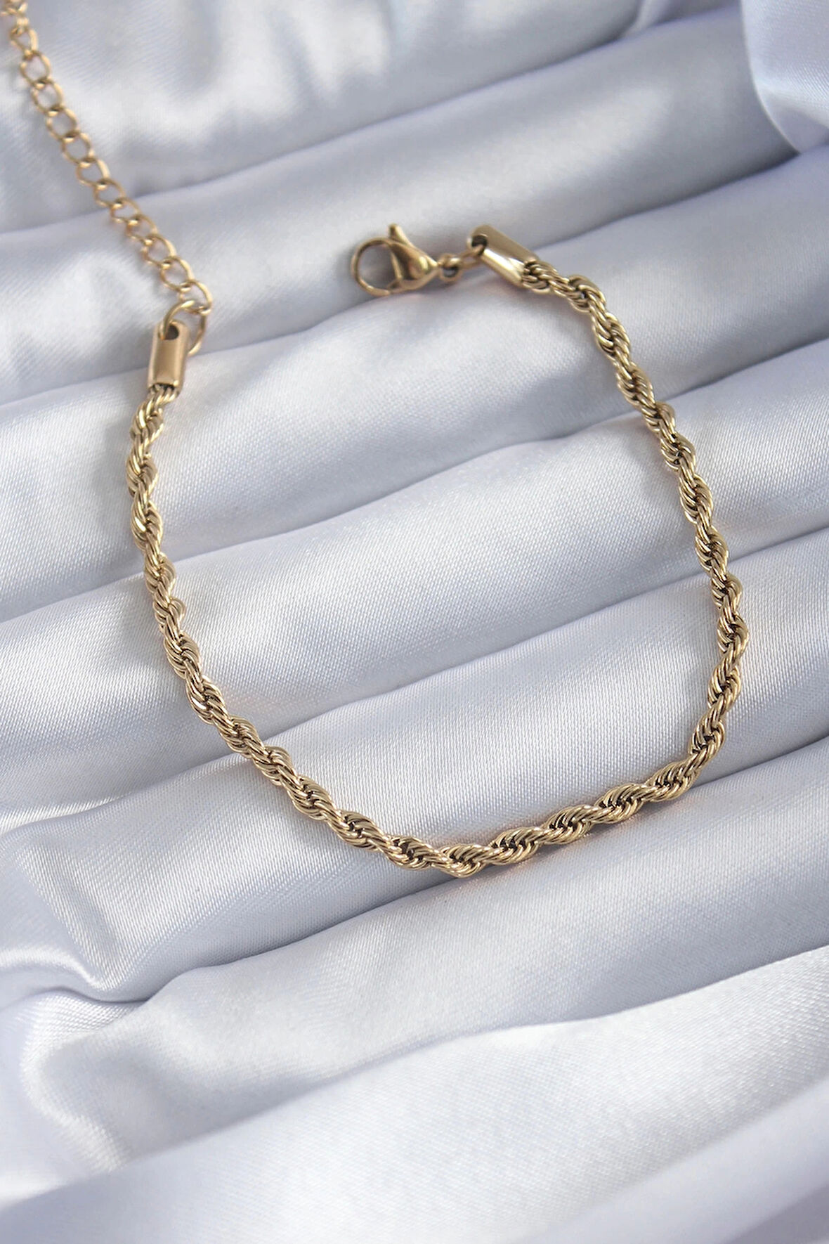 CEYLAN ADAM 316L Çelik Gold Renk Burgu Zincir Model Kadın Bileklik