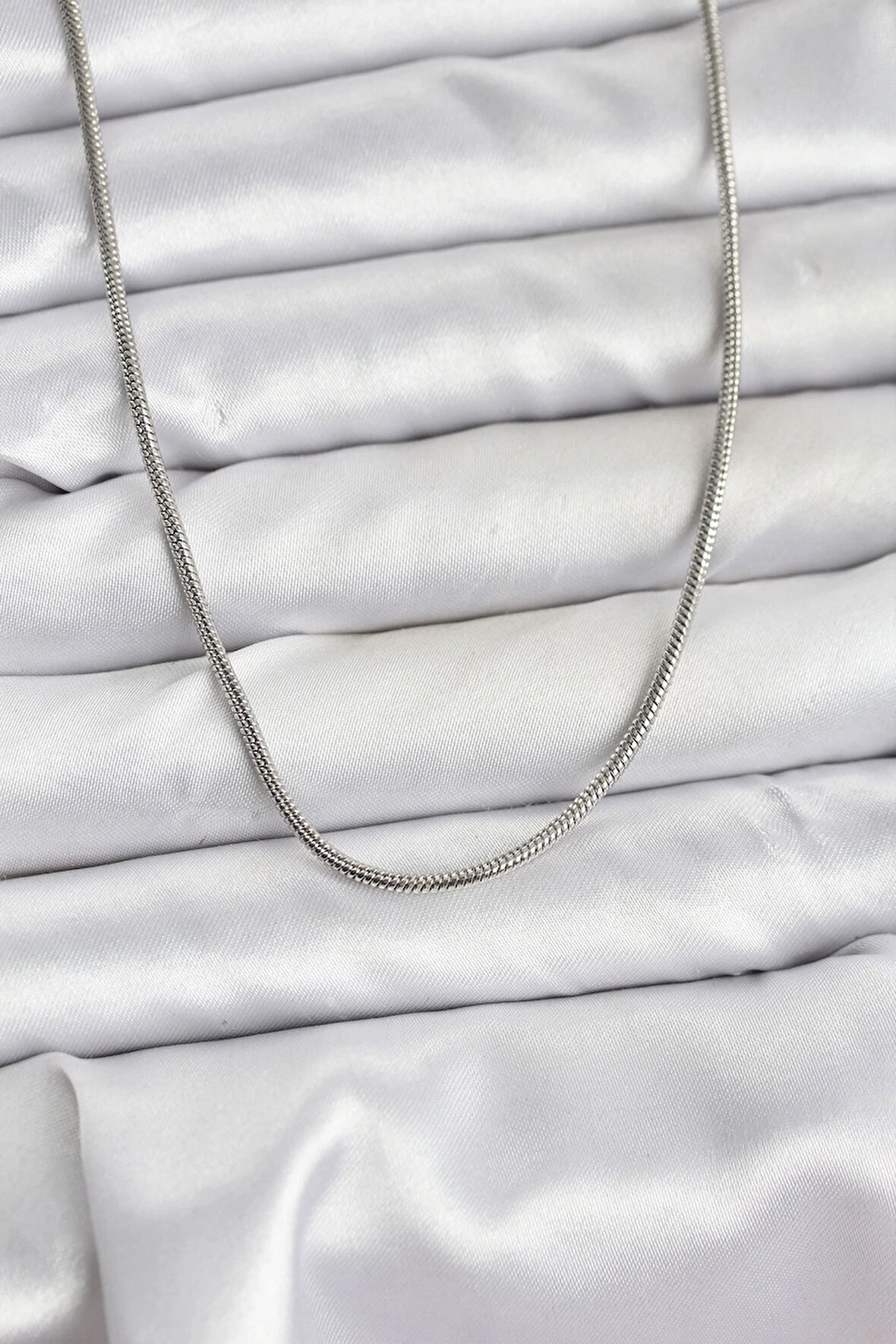 CEYLAN ADAM 316L Çelik Zincir Gümüş Renk 60 cm Yılan Zincir Kadın Kolye