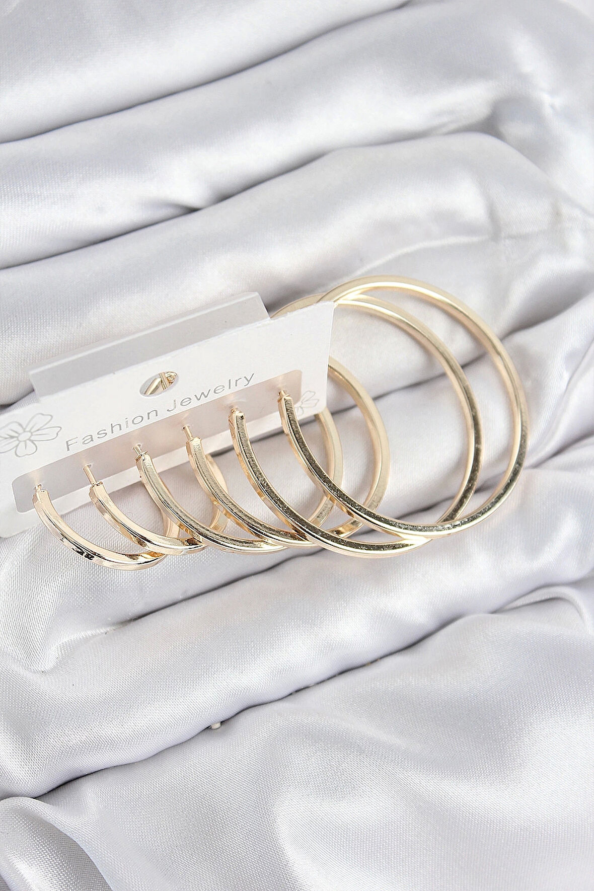 CEYLAN ADAM Pirinç Halka Model Gold Renk Kadın Set Küpe