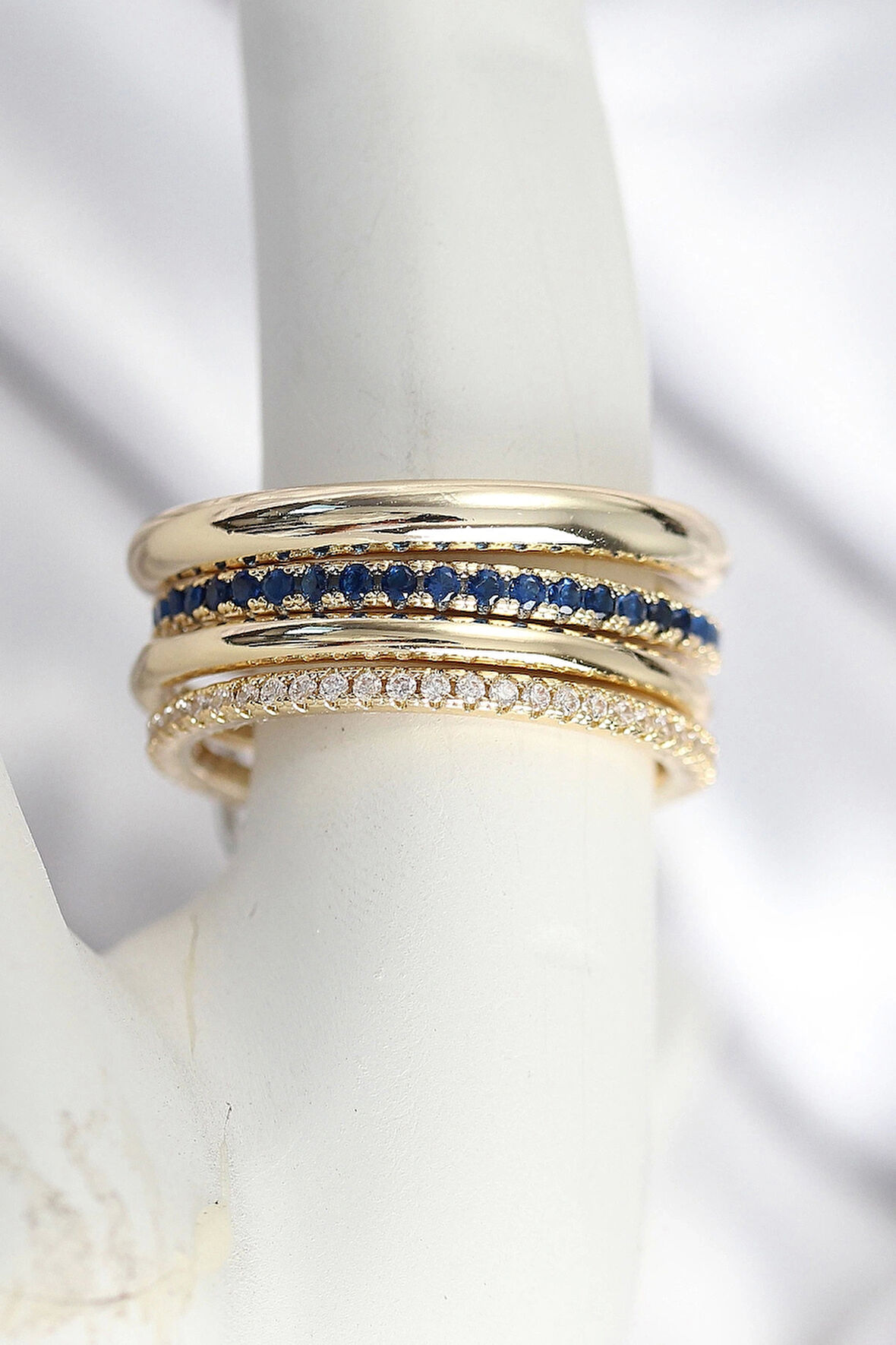 CEYLAN ADAM Pirinç Gold Renk Zirkon Taşlı 4'Lü Kadın Yüzük