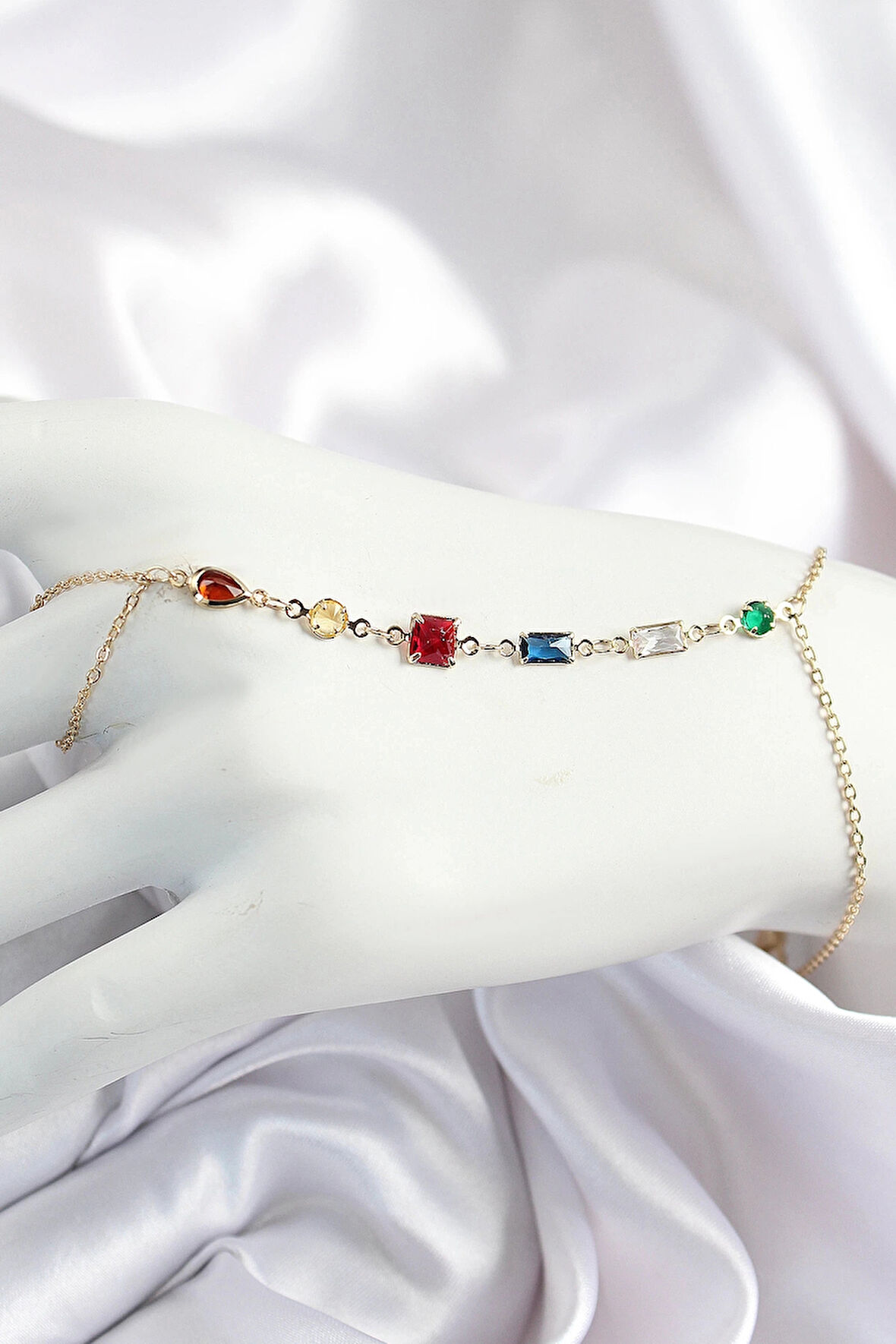 CEYLAN ADAM Pirinç Renkli Zirkon Taşlı Y Model Gold Renk Kadın Şahmeran