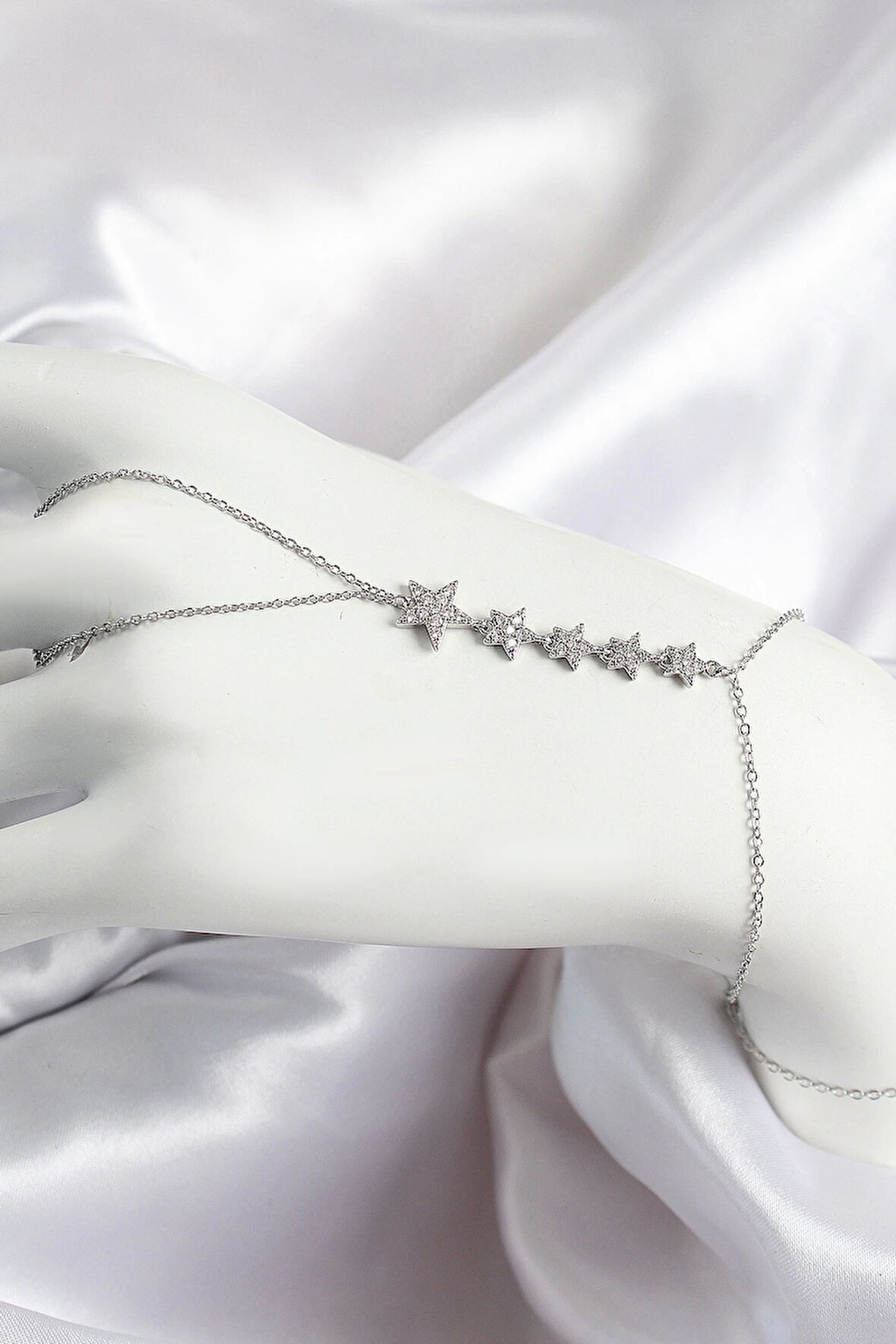 CEYLAN ADAM Pirinç Zirkon Taşlı Yıldız Model Gümüş Renk Kadın Şahmeran