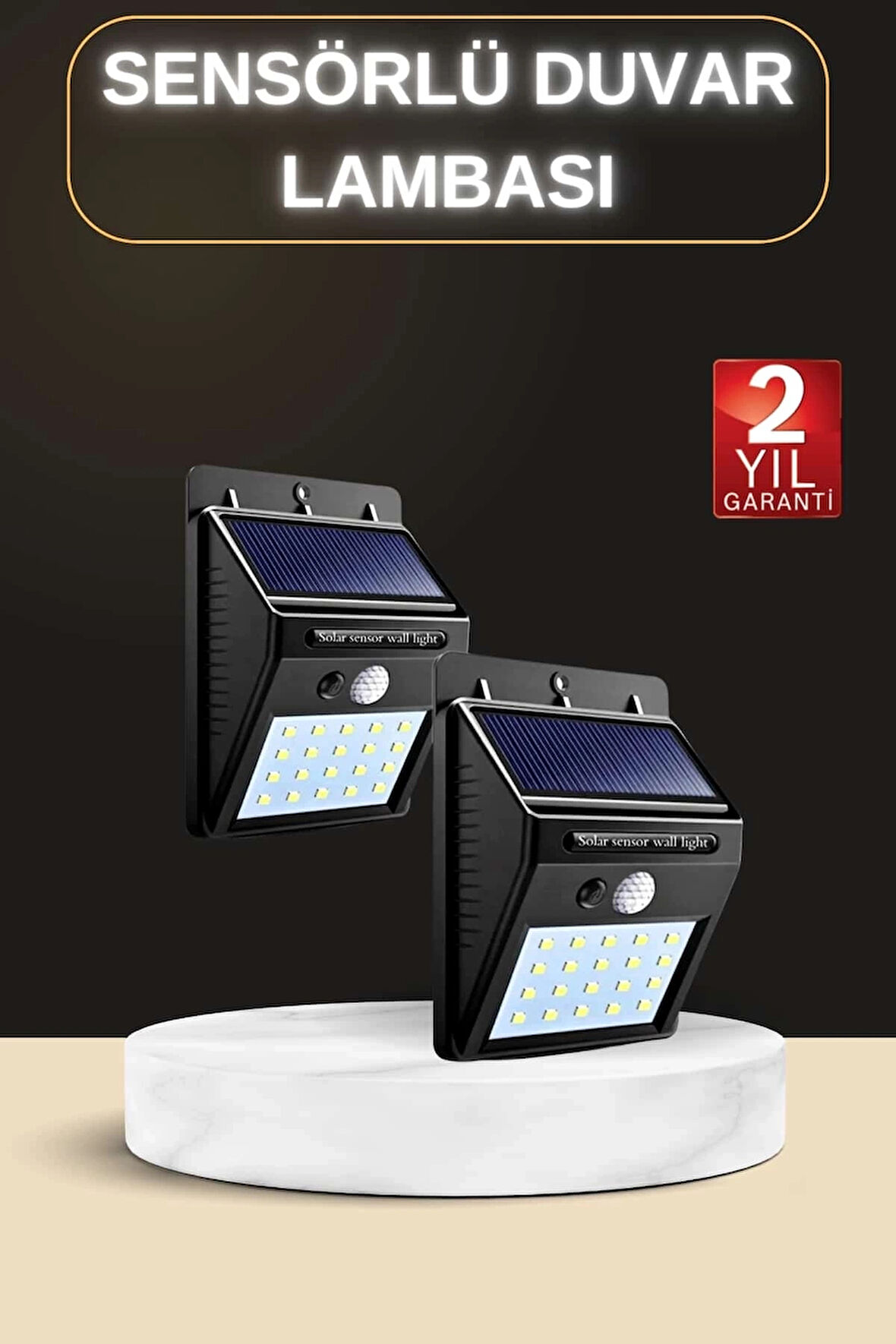 CEYLAN ADAM Bahçe Aydınlatma Sensörlü Güneş Enerjili Duvar Lambası 40 Led Işık