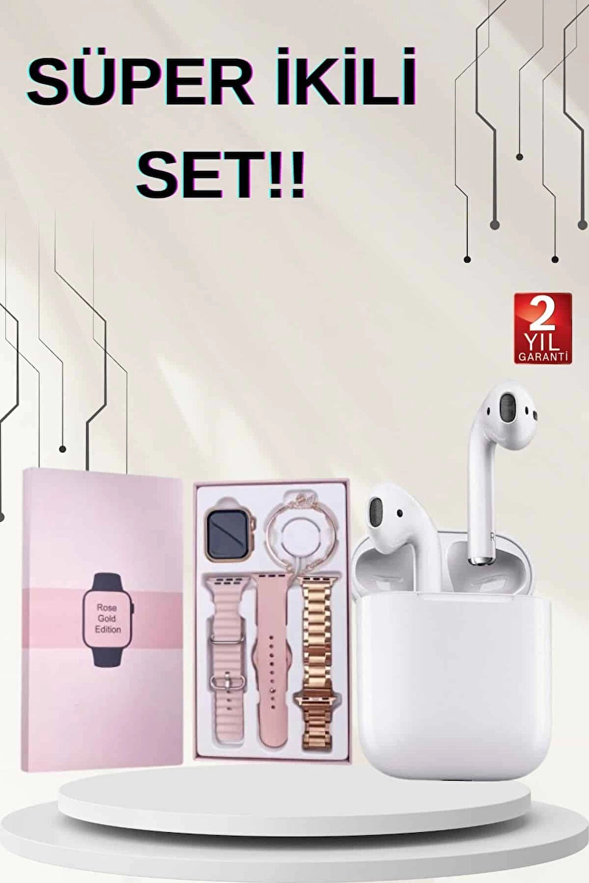 CEYLAN ADAM 3 Kordonlu Dokunmatik Ekran Akıllı Saat ve 2.Nesil Kablosuz Bluetooth Kulaklık ANC/ENC