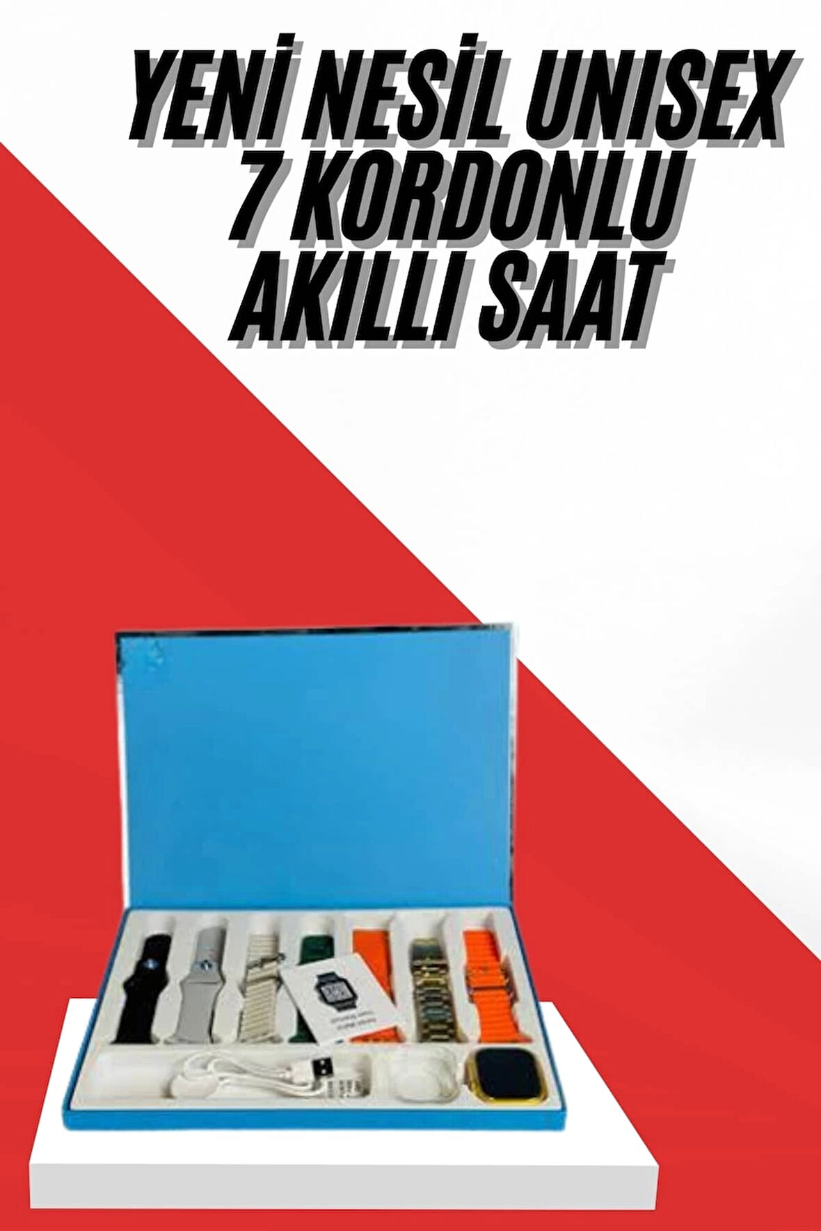 CEYLAN ADAM 7 Kordonlu Unisex Akıllı Saat Çoklu Kordon Seçeneği Amoled Ekran