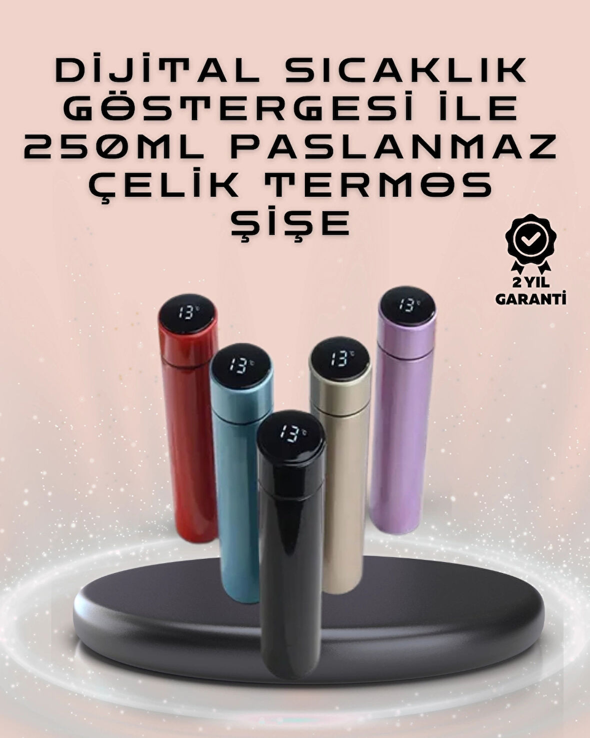 CEYLAN ADAM 250ml LED Ekranlı Paslanmaz Çelik Akıllı Termos