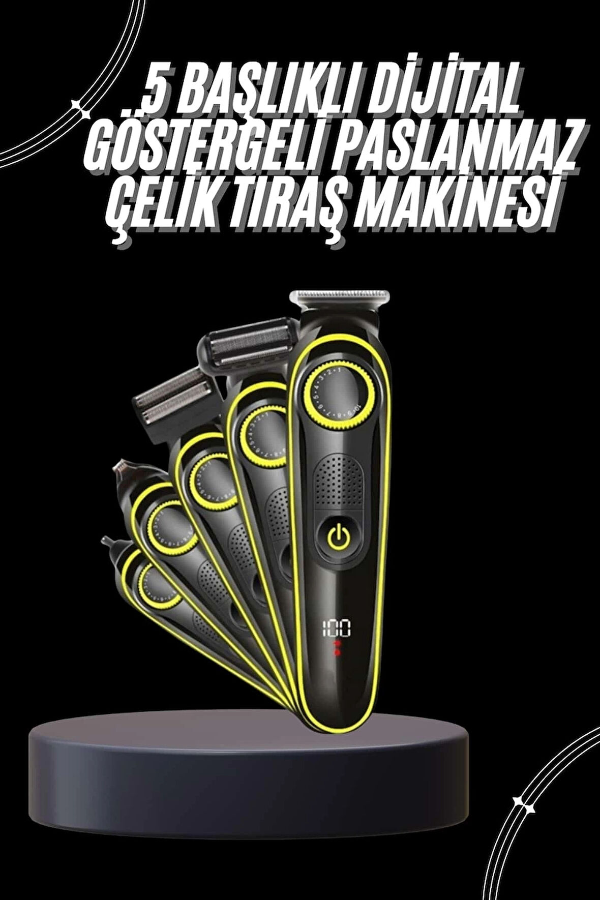 CEYLAN ADAM Unısex Çok Fonksiyonlu Bakım Seti Led Göstergeli Tıraş Makinesi Saç Sakal Vücut