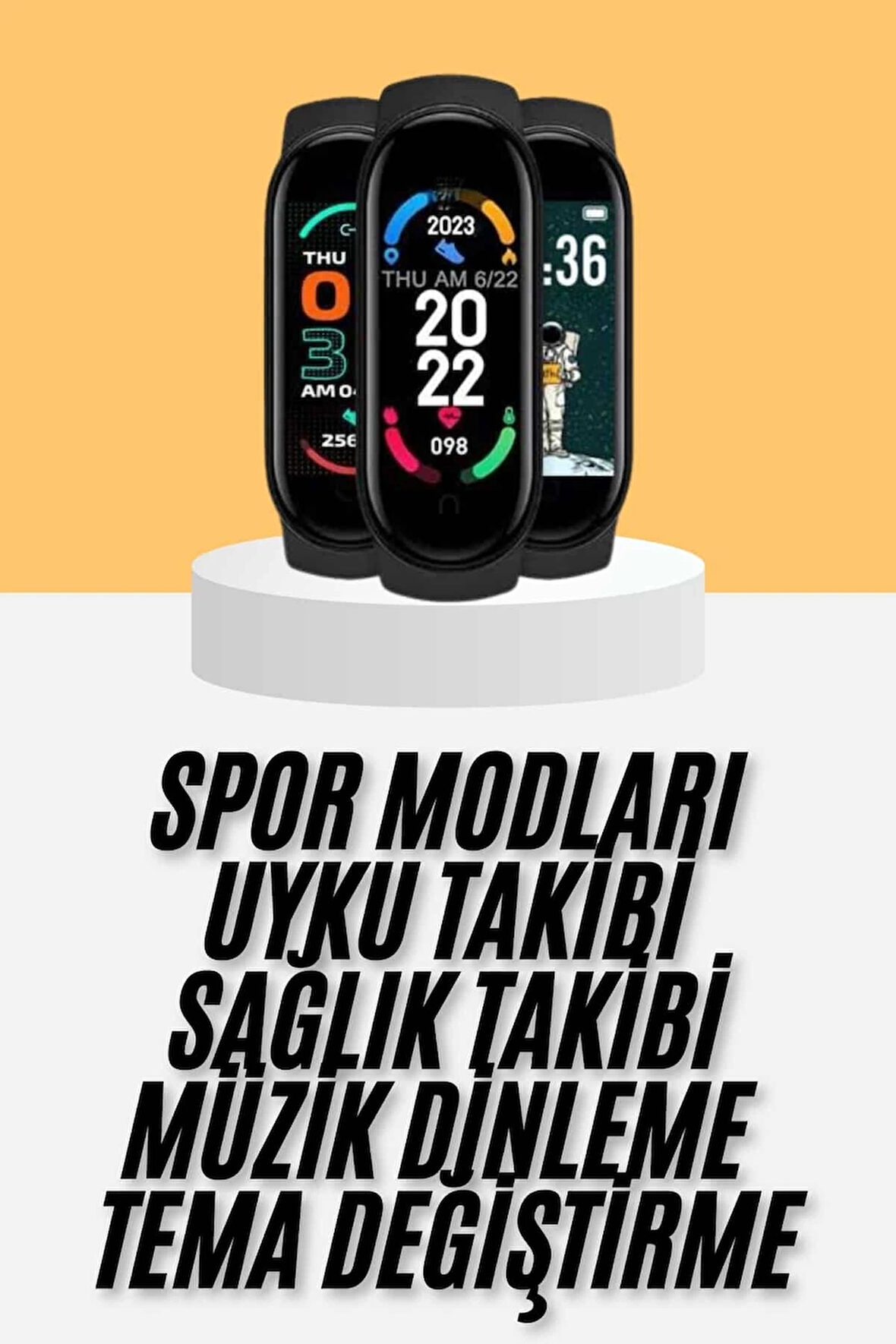 CEYLAN ADAM M6 Akıllı Bileklik Siyah Adımsayar Spor Takibi Android ve İOS Uyumlu