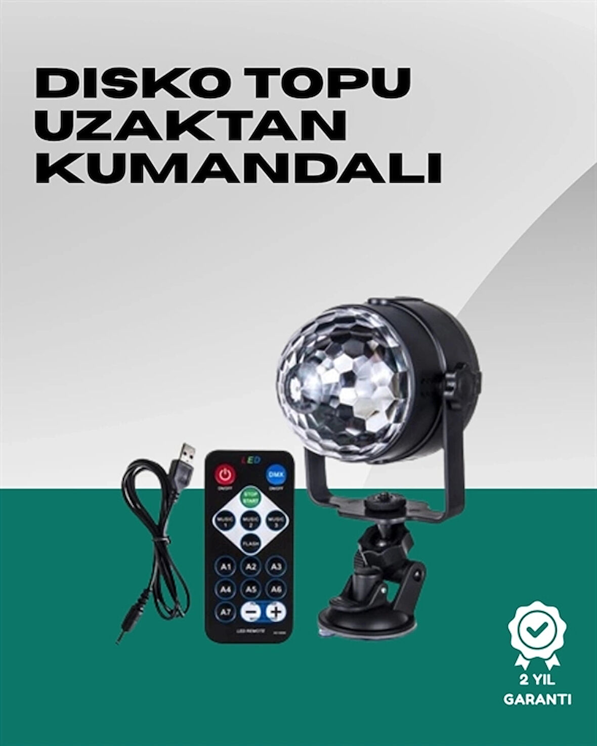 CEYLAN ADAM 7 Farklı Aydınlatma Modu ve Ses Sensörlü Disko Topu Lambası