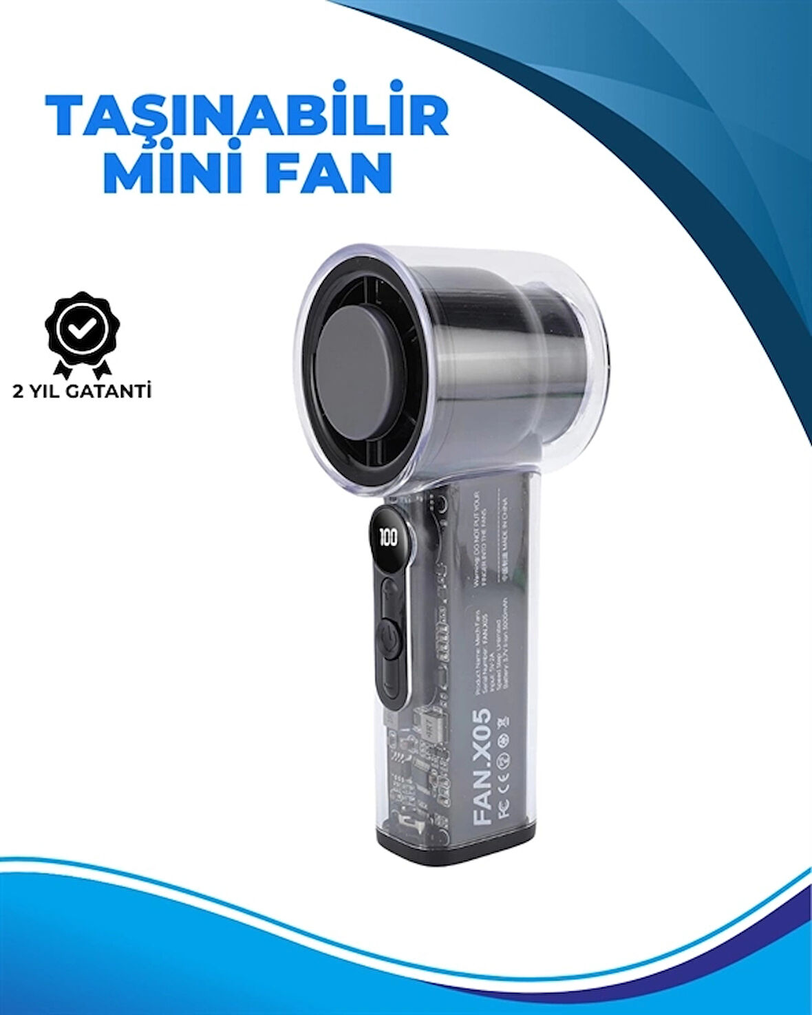 CEYLAN ADAM Taşınabilir El Fanı  100 Seviyeli Rüzgar Hızı Ayarı  Sessiz Çalışma - Dijital Ekranlı