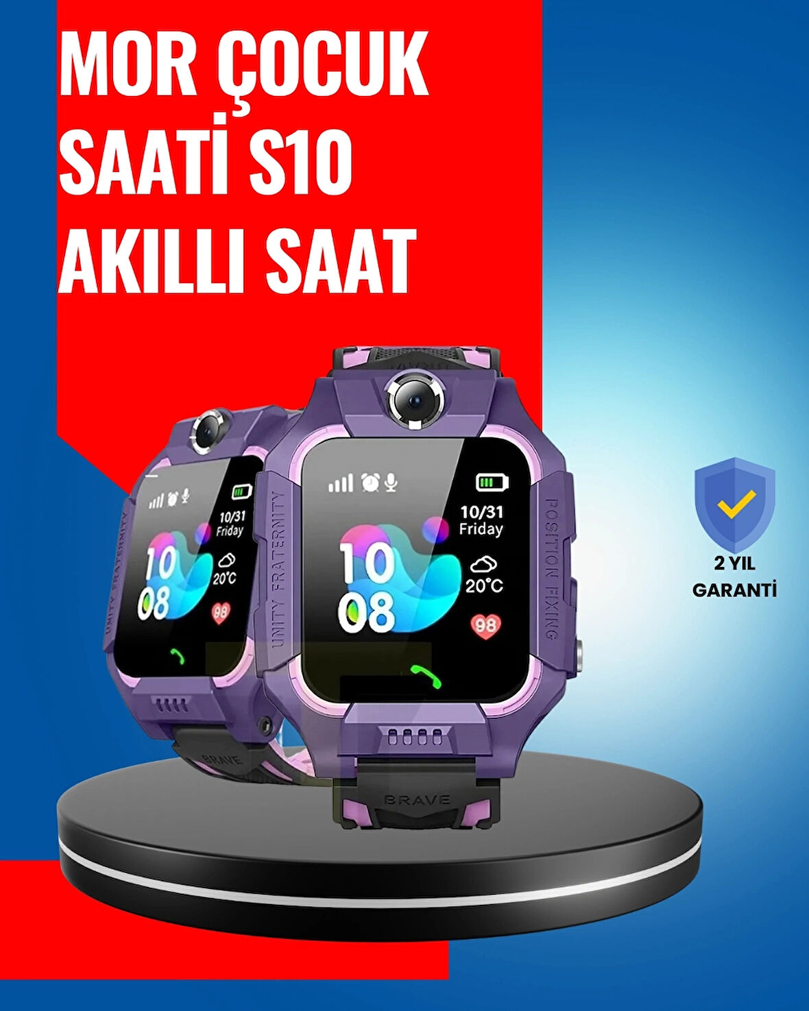 CEYLAN ADAM S10 Mor Akıllı Çocuk Saati Geçmiş Konum ve Acil Durum Uyarılı