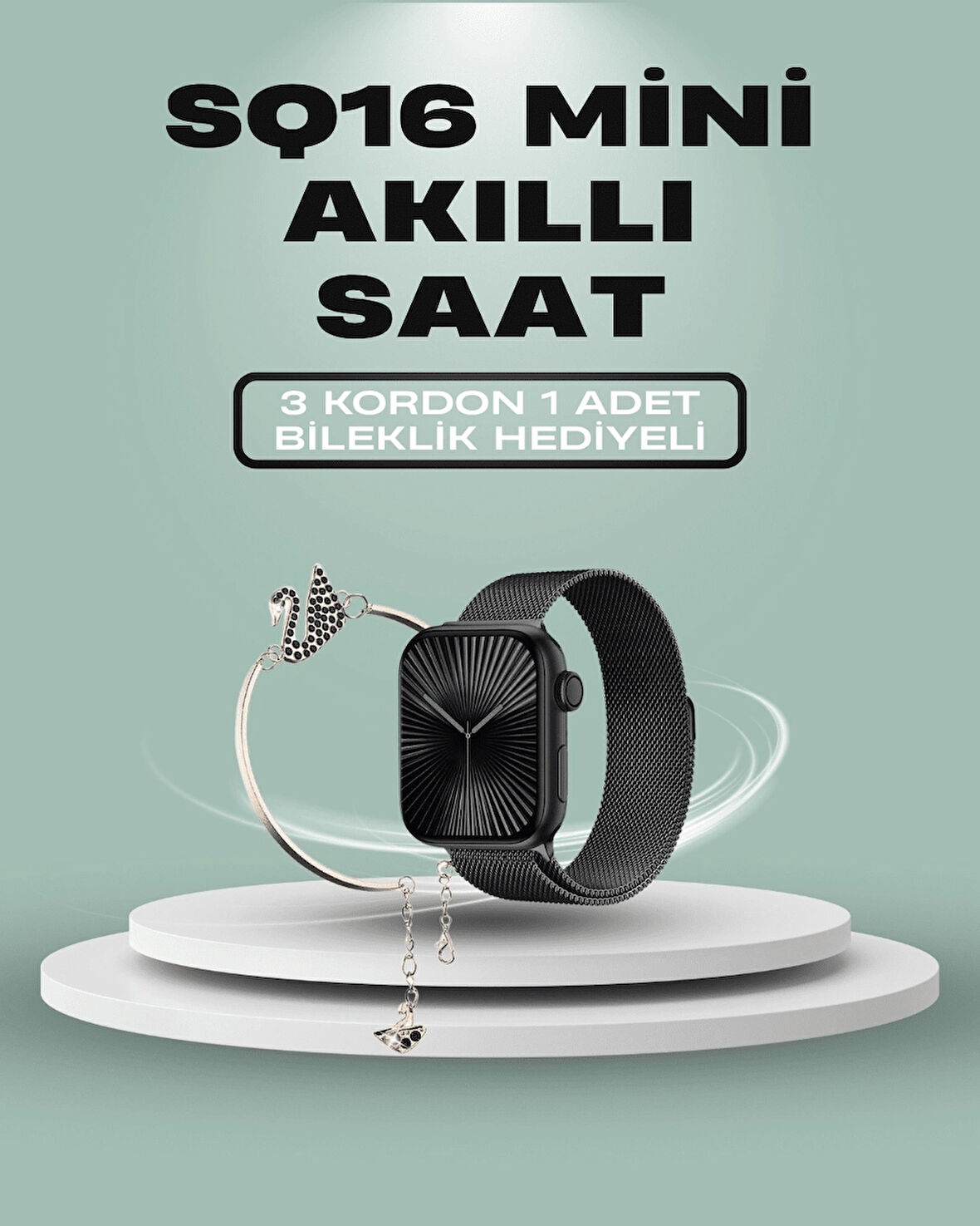 CEYLAN ADAM SQ-16 Mini Series 10 Akıllı Saat – 3 Kordon + Hediye Bileklik