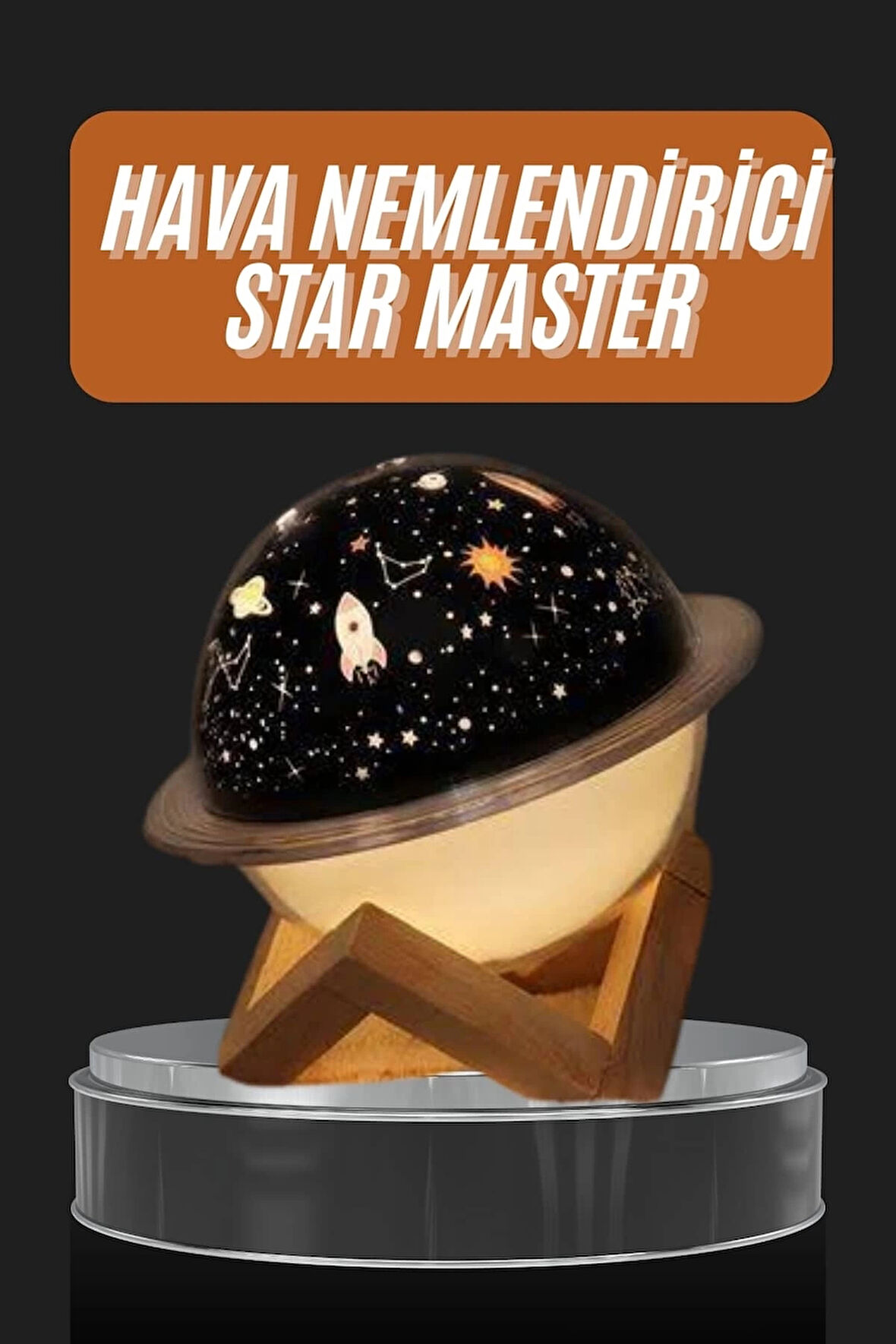 CEYLAN ADAM Aromaterapi Hava Nemlendirici Gece Lambası Uzay Model Satürn Oda Kokusu