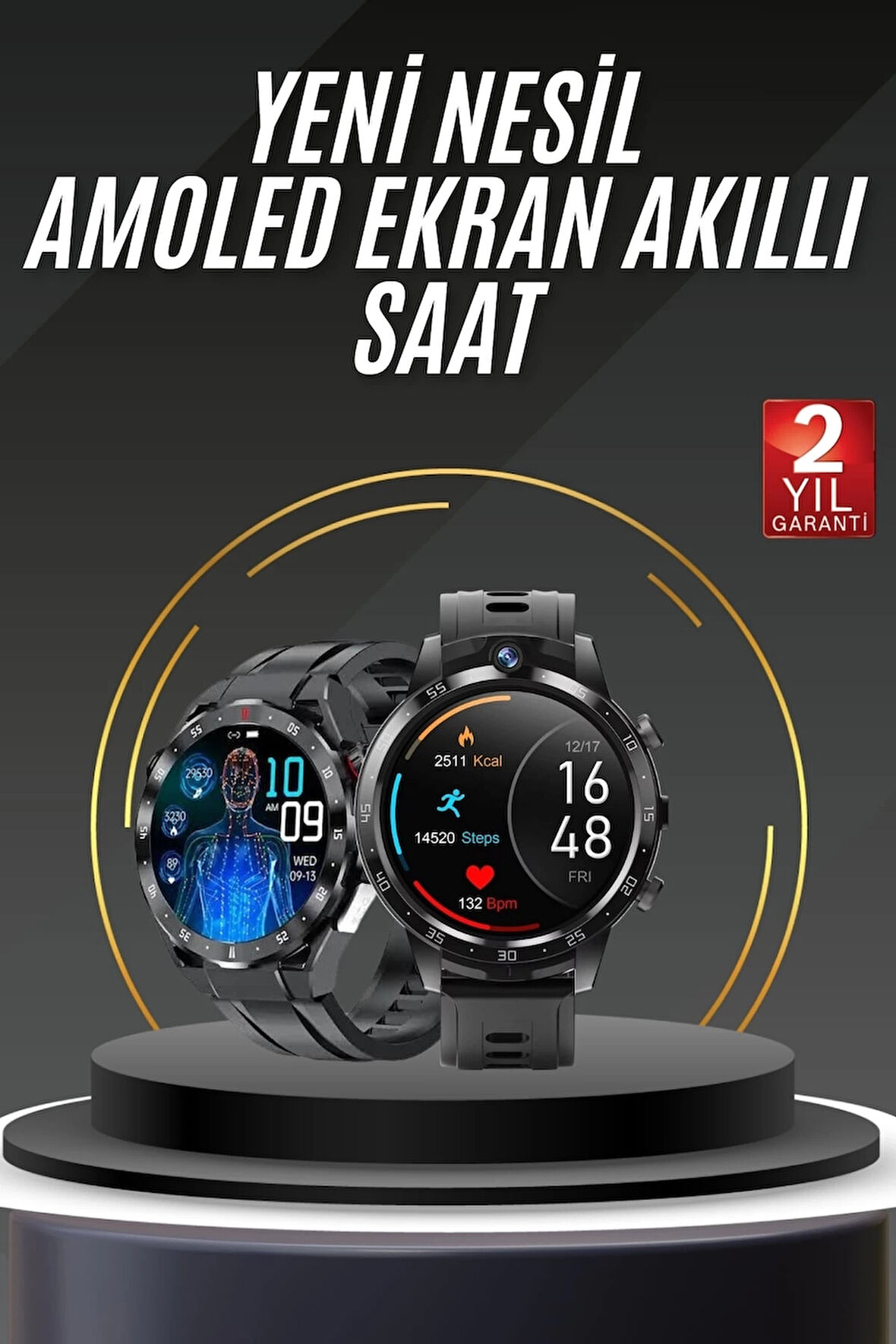 CEYLAN ADAM Akıllı Saat Titanyum Kasa Yuvarlak Ekran Alarm Uyku ve Sağlık Takibi Titreşimli