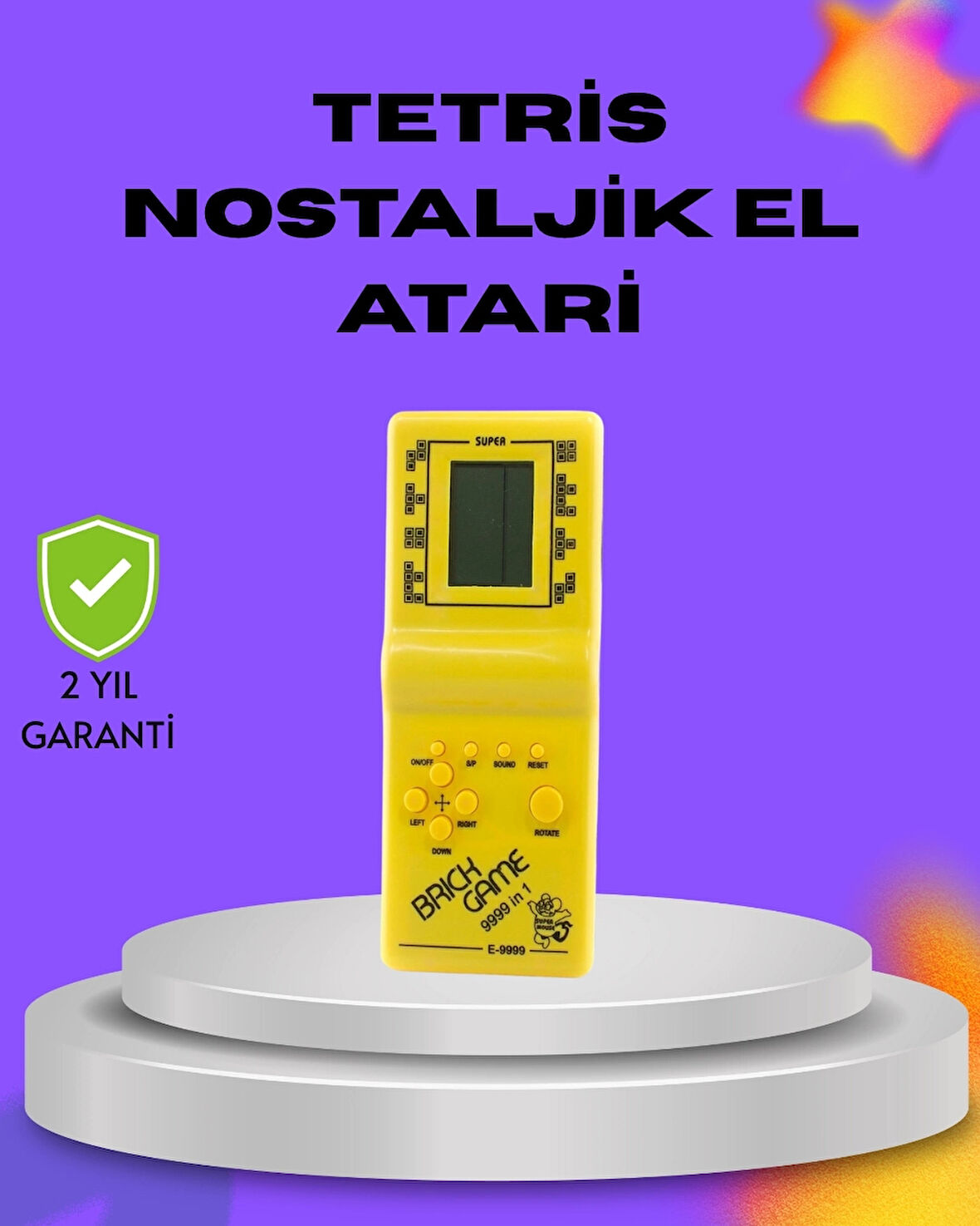 CEYLAN ADAM Klasik Tetris Oyunu El Konsolu – Taşınabilir Pil ile Çalışan Retro El Aterisi