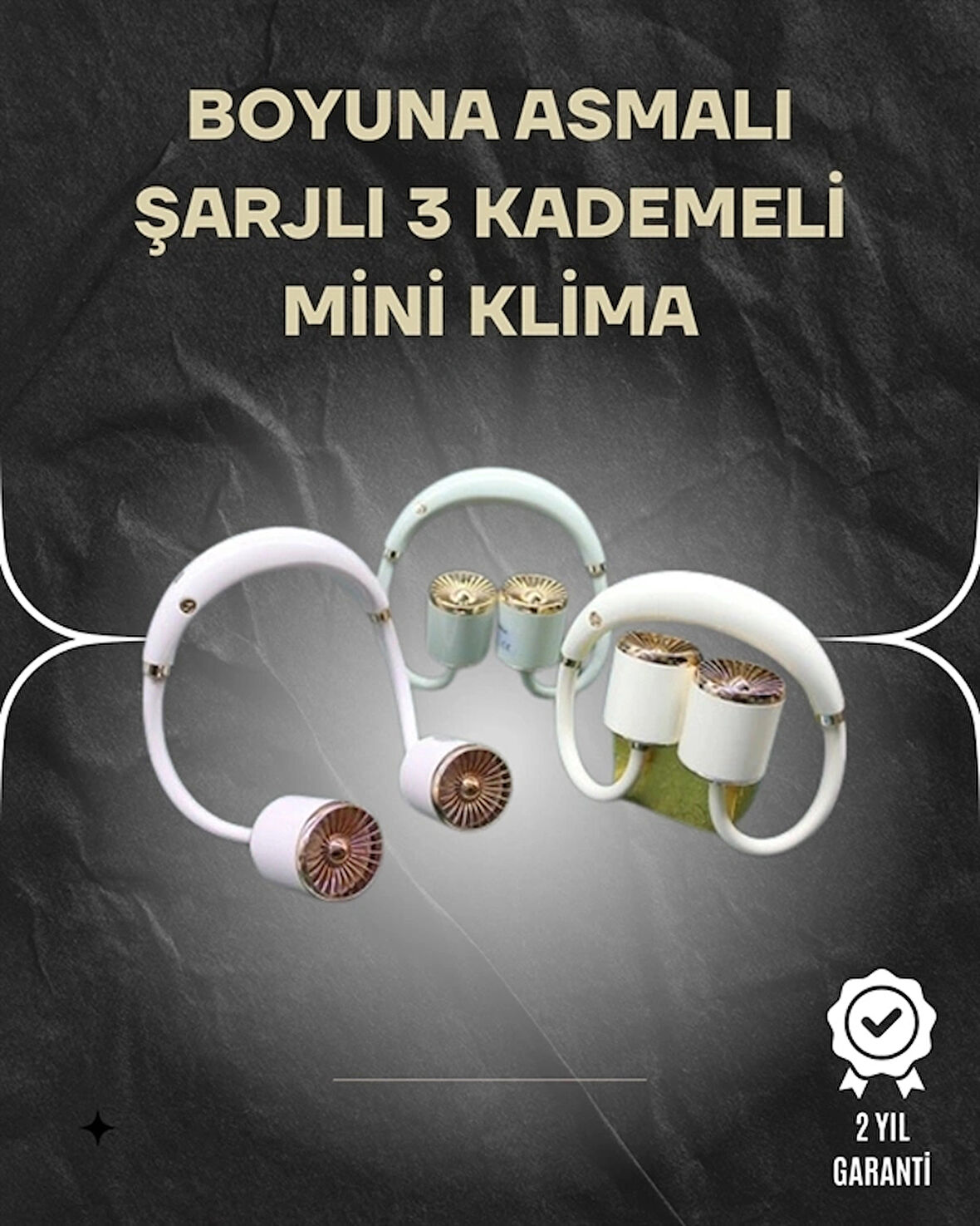 CEYLAN ADAM Asılabilir Mini Boyun Fanı | 1000mAh Şarjlı, Turbo Güçlü Rüzgar