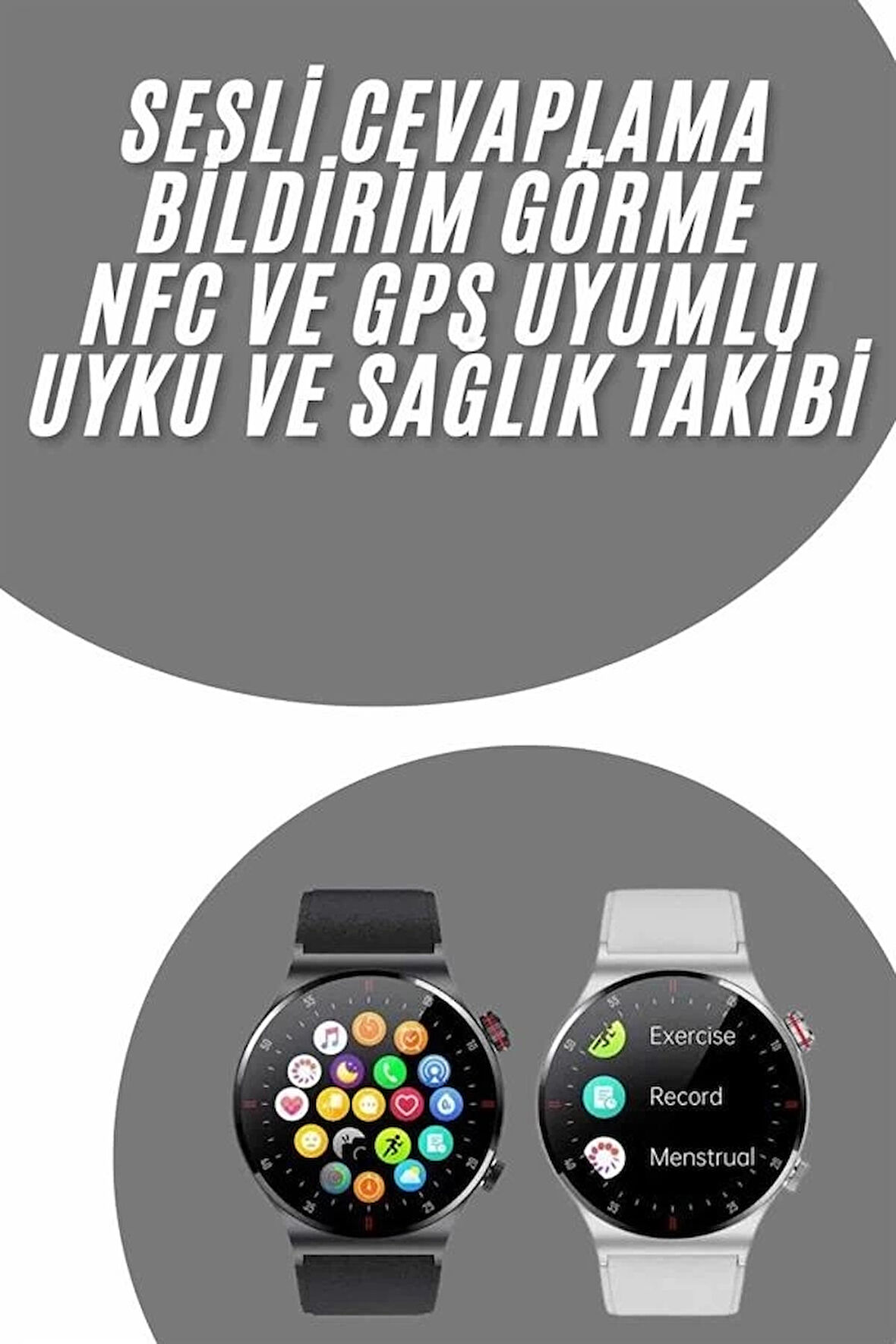 CEYLAN ADAM Akıllı Saat Uyku ve Sağlık Takibi NFC Uyumlu Bluetoooth Bağlantılı Android İOS Uyumlu