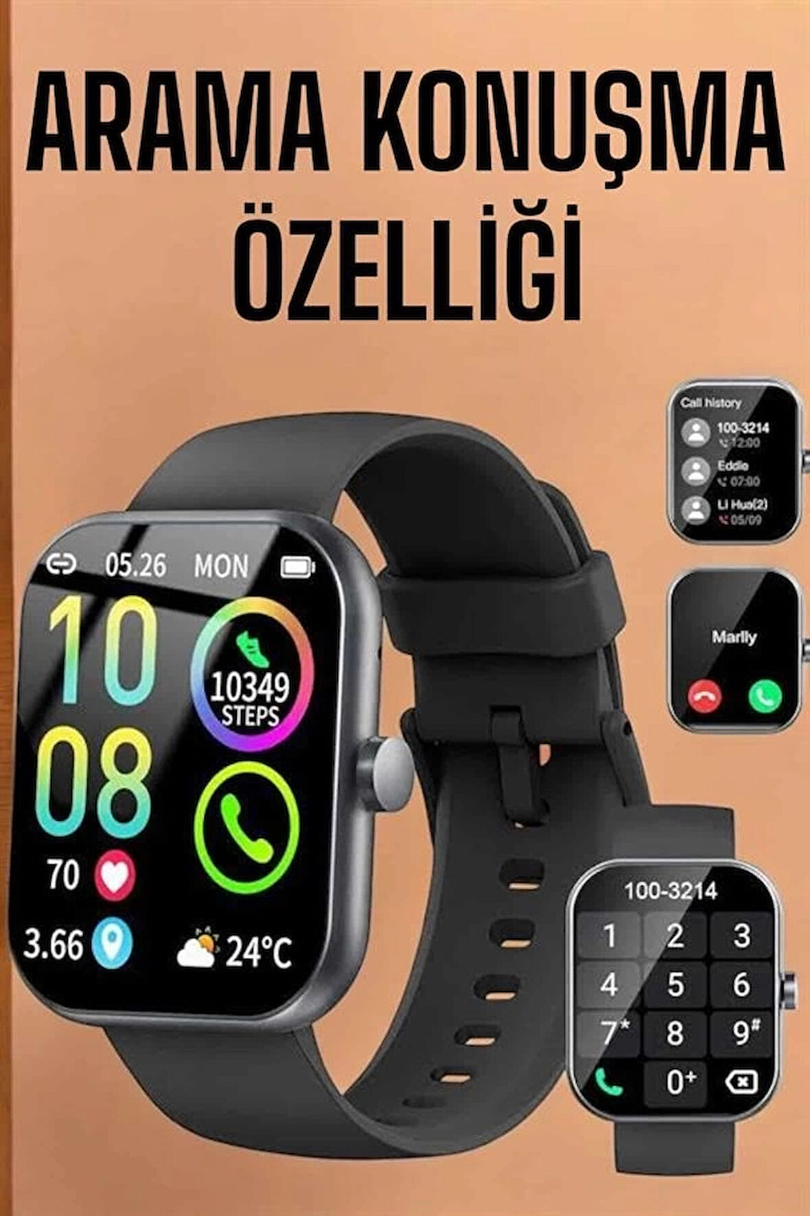 CEYLAN ADAM Akıllı Saat Tema Değiştirme Bluetooth Bağlantılı Arama Cevaplayan