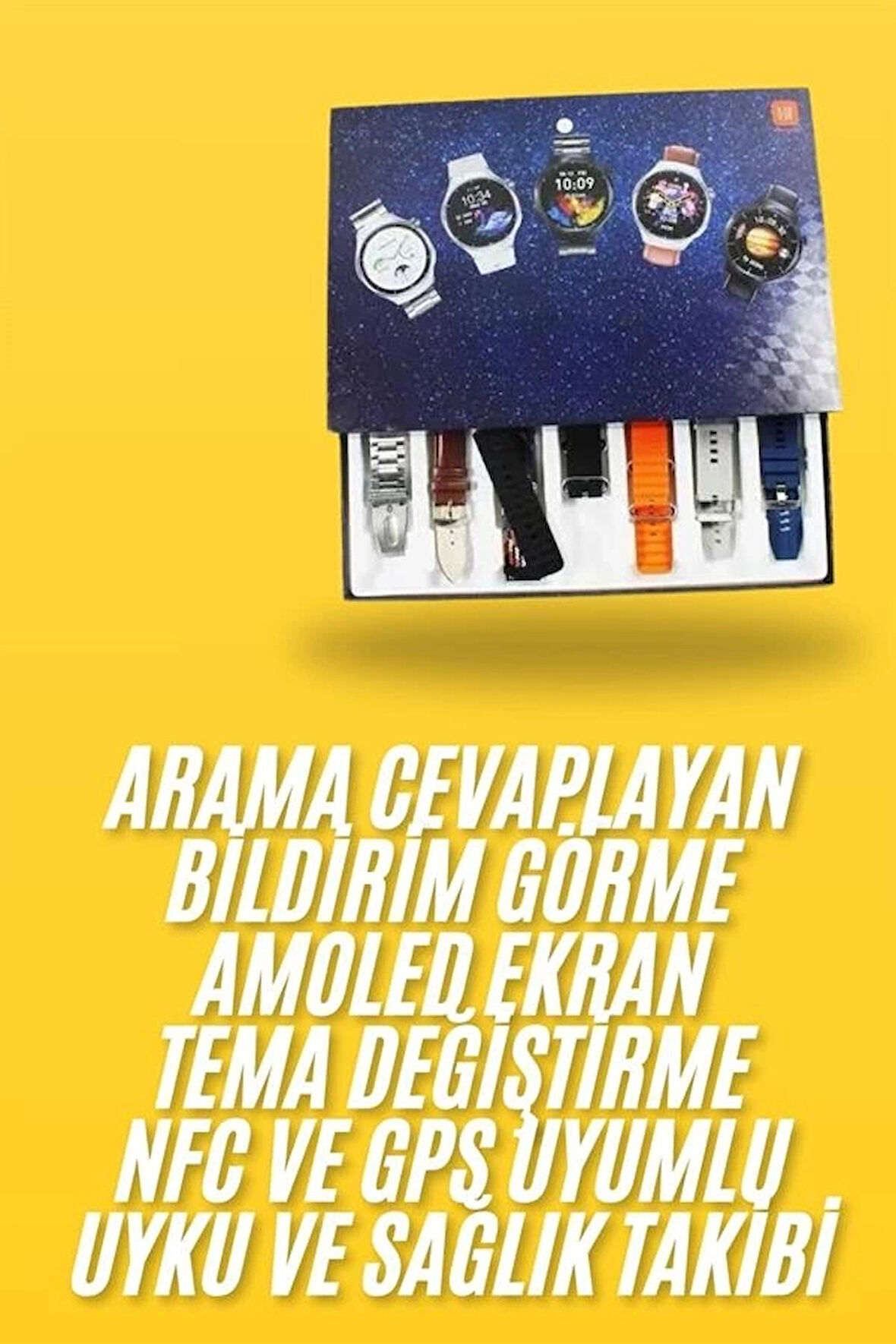 CEYLAN ADAM 7 Kordonlu Akıllı Saat Siyah Kasa Dokunmatik Ekran Uyku ve Sağlık Takibi