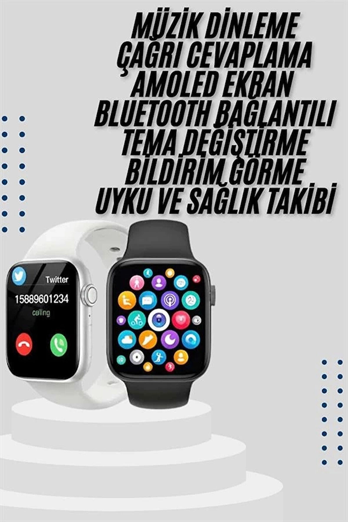 CEYLAN ADAM Akıllı Saat Yeni Nesil Android ve İOS Uyumlu Titreşim Modlu Alarm Kronometre