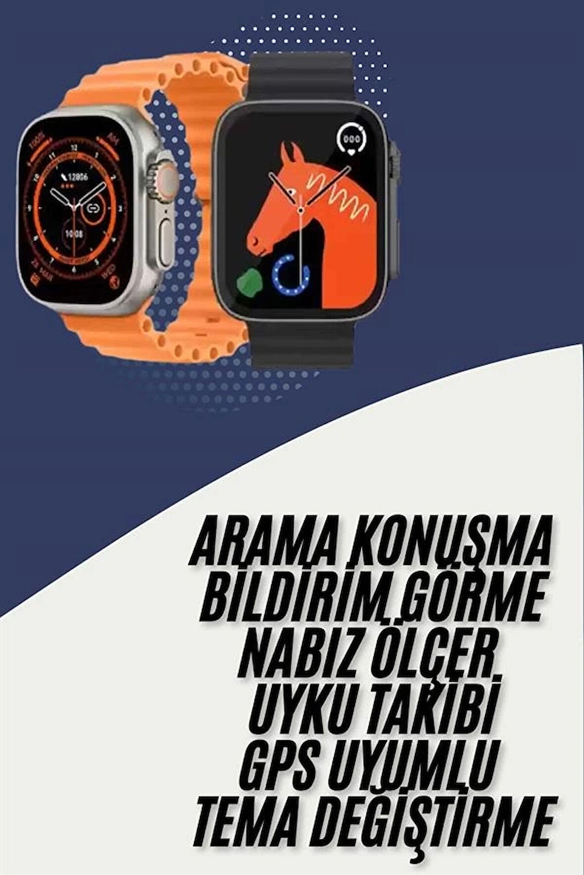 CEYLAN ADAM Akıllı Saat Kordon Hediyeli Güçlü Batarya Kapasiteli Titreşimli Bildirim Görme Unisex