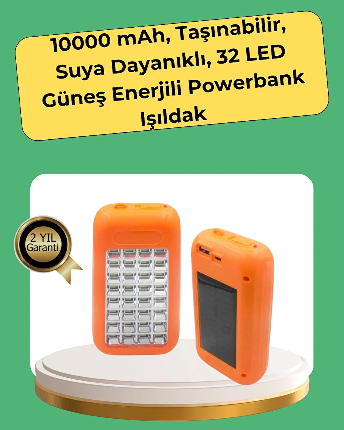 CEYLAN ADAM 10000 mAh Güneş Enerjili Taşınabilir Şarj Cihazı ve Aydınlatma Cihazı