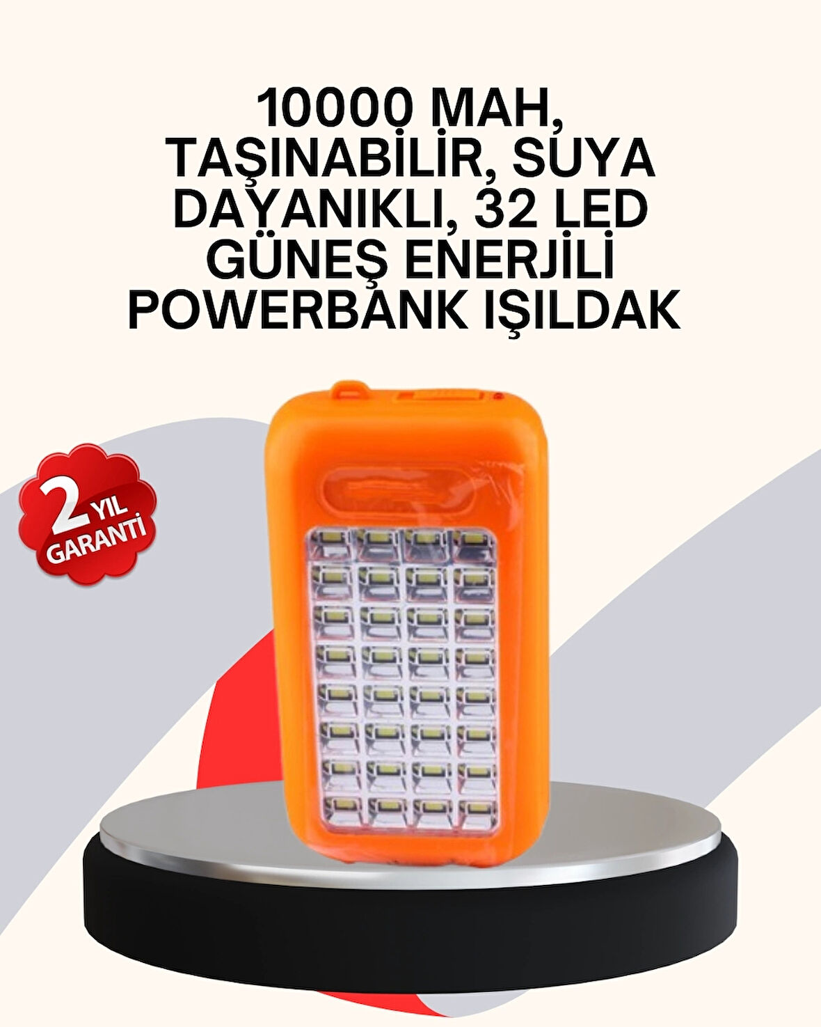 CEYLAN ADAM Güneş Paneli ile Şarj Olan 32 LED’li Powerbank Cihazı
