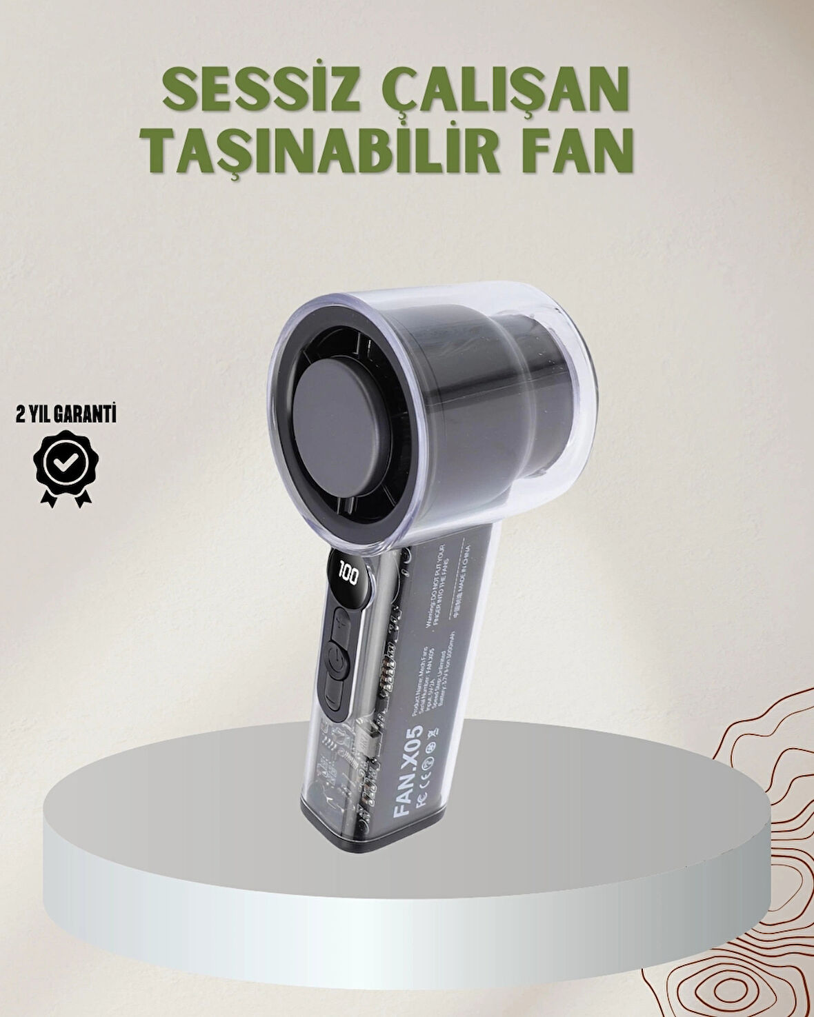CEYLAN ADAM 100 Kademeli Ayarlanabilir Mini Fan | Dijital Ekranlı Serinletici