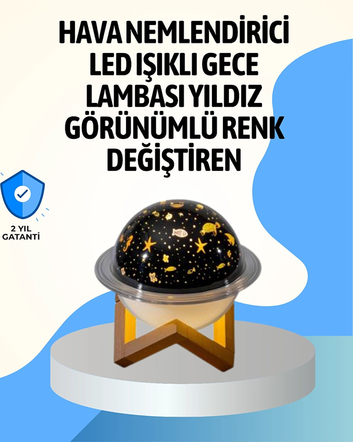 CEYLAN ADAM Projektör ışıklı ve aromaterapi destekli taşınabilir nemlendirici cihaz USB bağlantılı