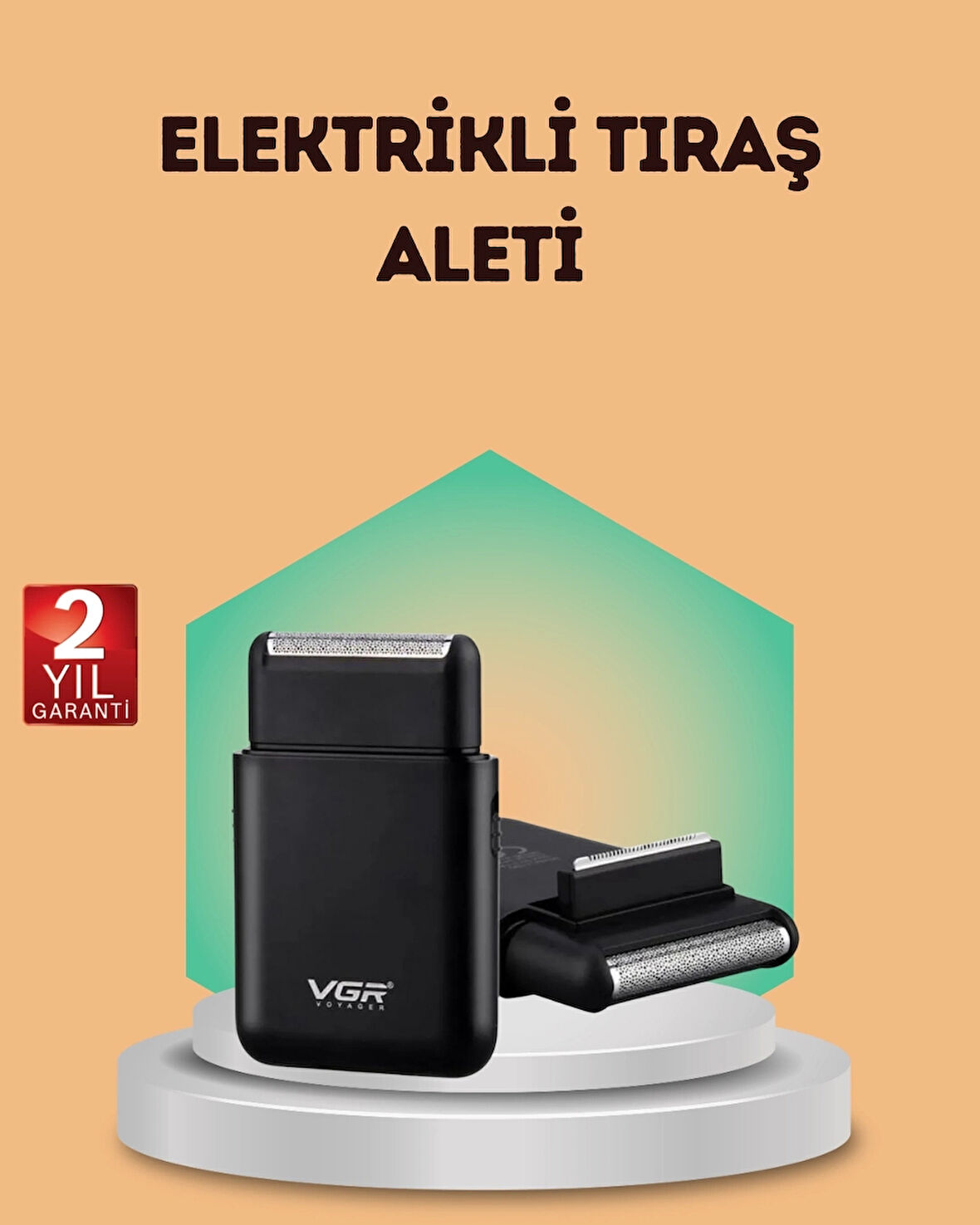 CEYLAN ADAM Çift Başlıklı Elektrikli Tıraş Makinesi | Suya Dayanıklı, Hafif ve Ergonomik