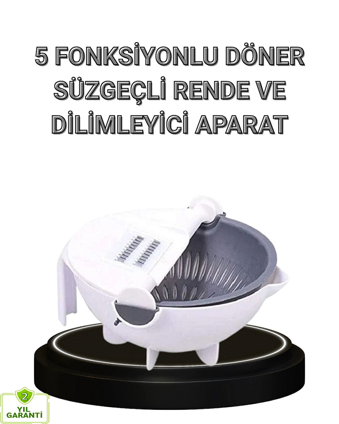 CEYLAN ADAM Çok Fonksiyonlu Döner Rende Süzgeç Hazneli Ergonomik Sebze Doğrayıcı