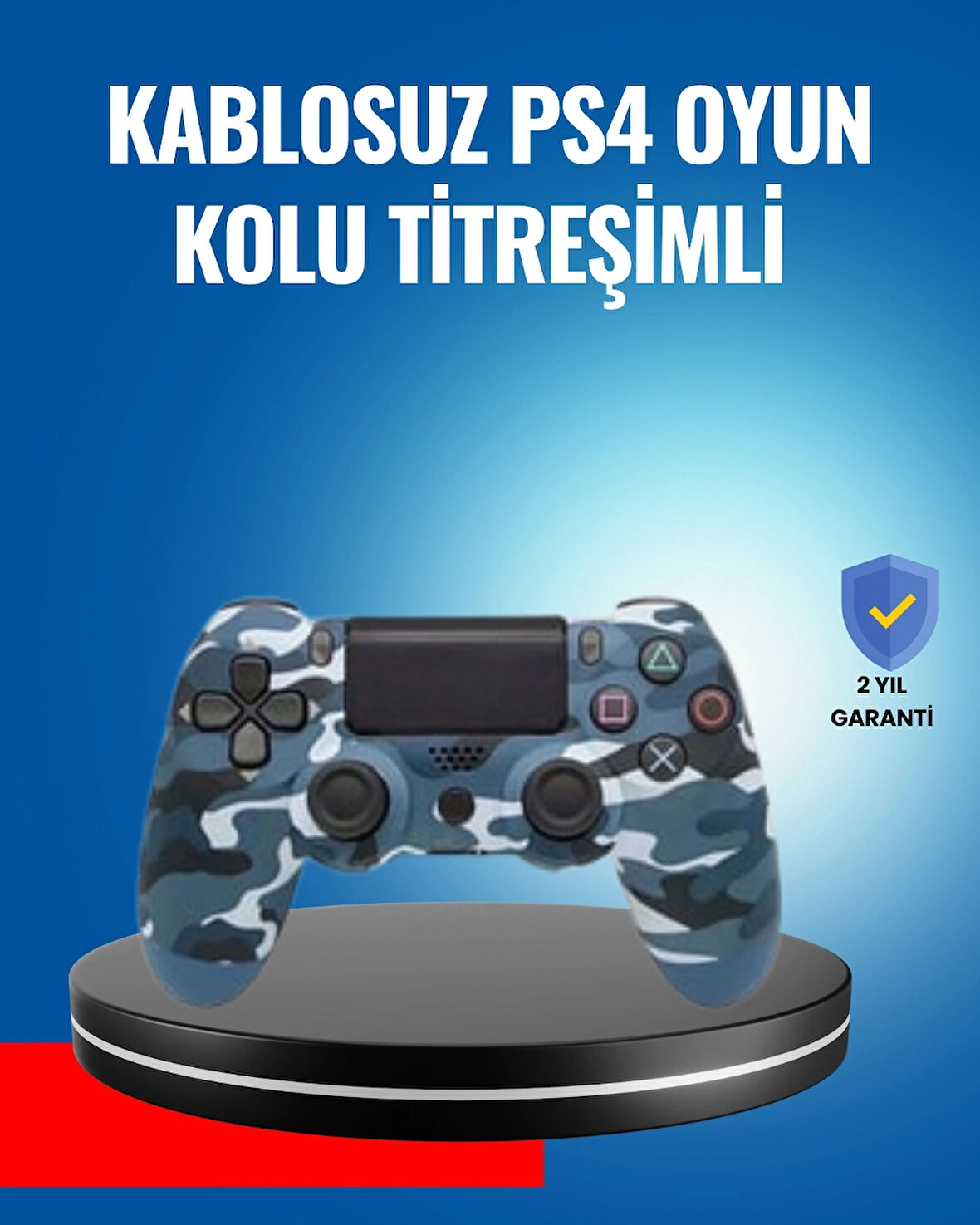 CEYLAN ADAM Bluetooth Kablosuz PS4 Gamepad Çift Motorlu Siyah Controller