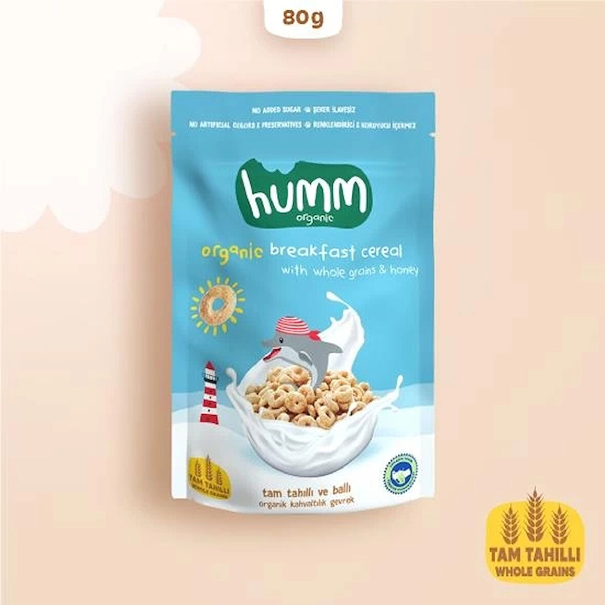 CEYLAN ADAM   Humm Organik Tam Tahıllı ve Ballı Kahvaltılık Gevrek 80 Gr