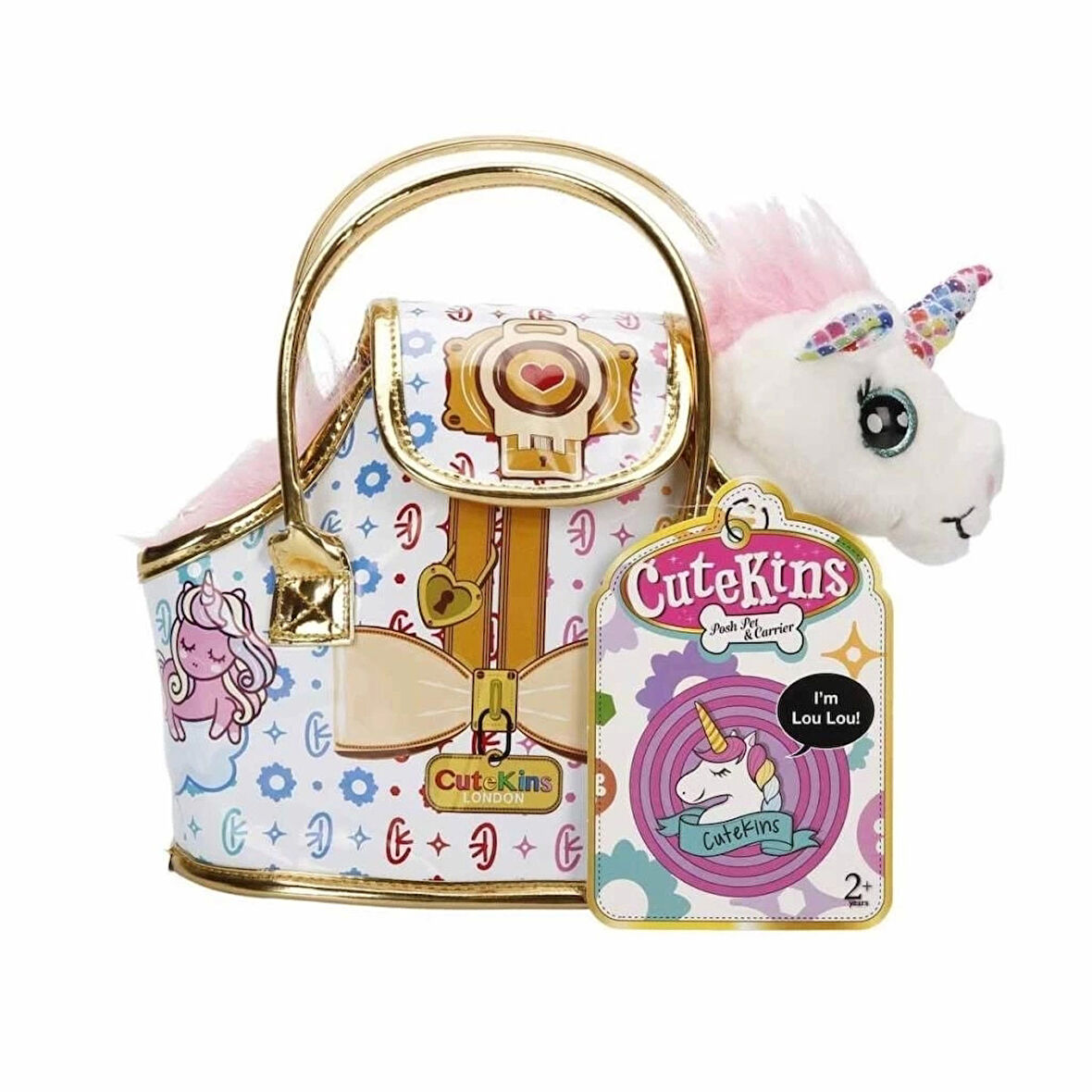 CEYLAN ADAM   10873 Cutekins Taşıma Çantalı Peluş Unicorn Lou Lou -Sunman