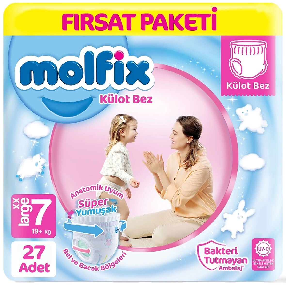 CEYLAN ADAM   Molfix Külot Bez Fırsat Paketi 7 Beden 19+ Kg 27 Adet