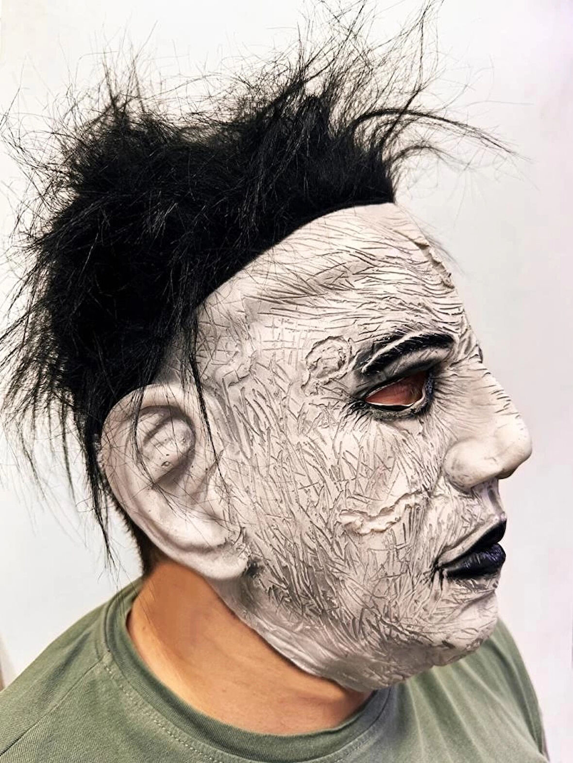 CEYLAN ADAM   Siyah Saçlı Michael Myers Lateks Yüze Tam Yapışan Et Maske Korku Maskesi