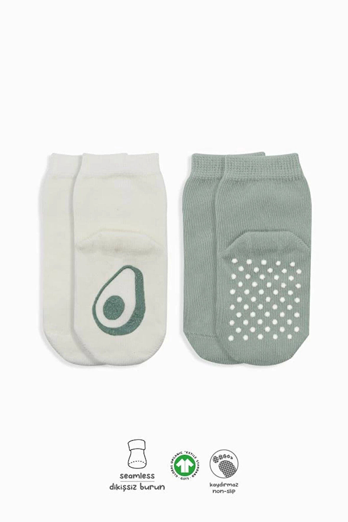 CEYLAN ADAM    Bistyle Meyve Figürlü Kaymaz Soket Çorap 2'Li BS10105 Nil Ekru