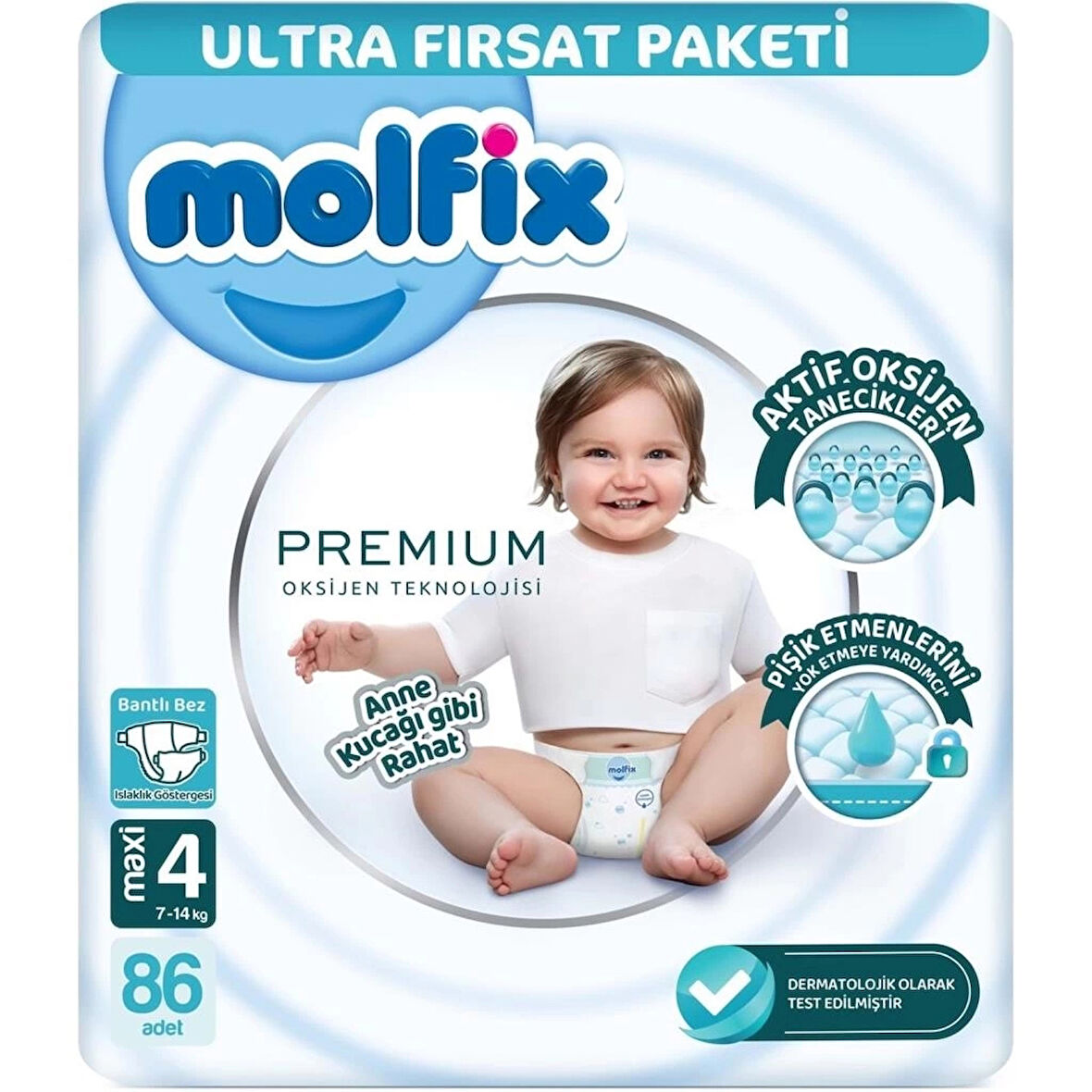 CEYLAN ADAM   Molfix Premium Bebek Bezi Ultra Fırsat Paketi 4 Beden 7-14 Kg 86 Adet