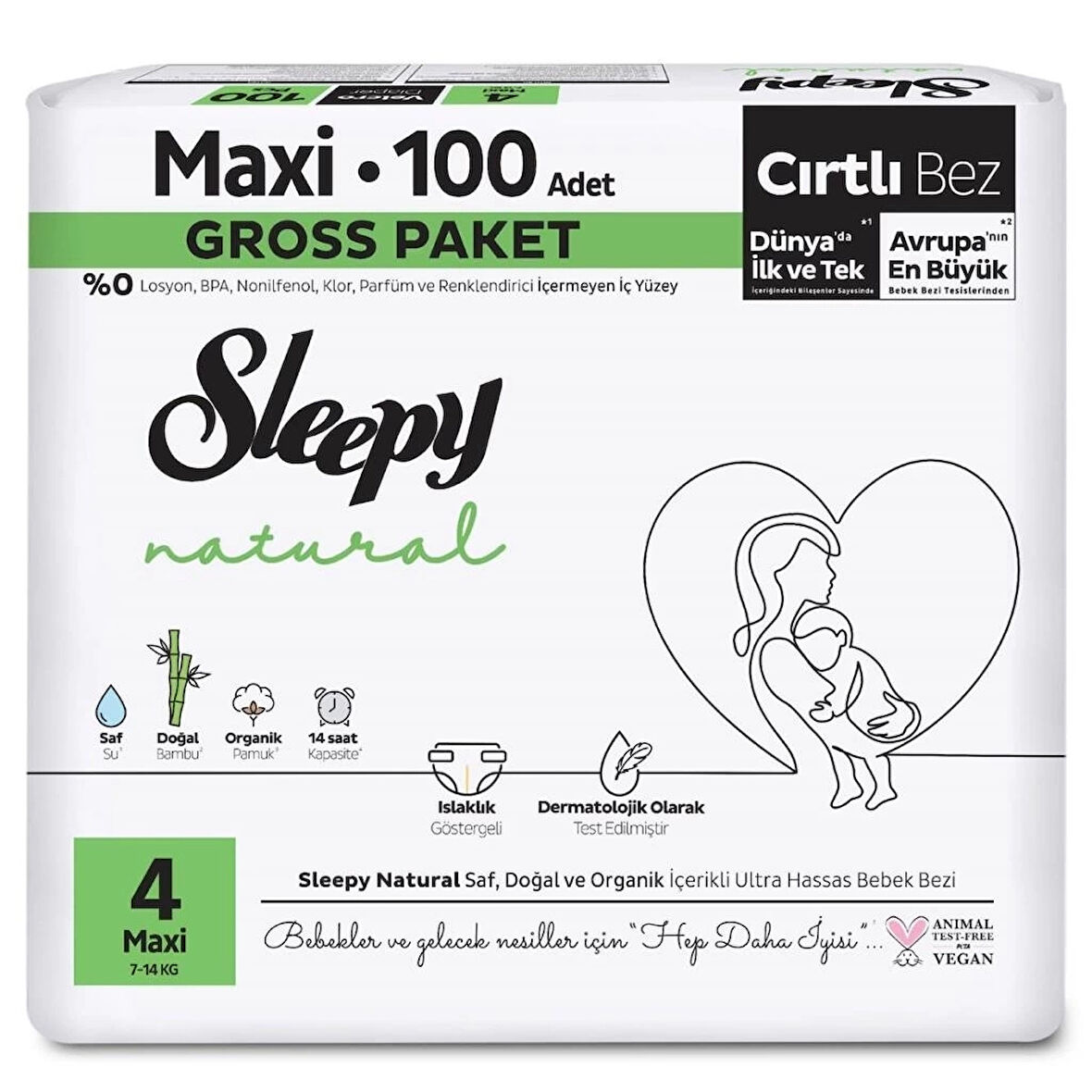 CEYLAN ADAM   Sleepy Natural Bebek Bezi Gross Paket 4 Beden 7-14 Kg 100 Adet