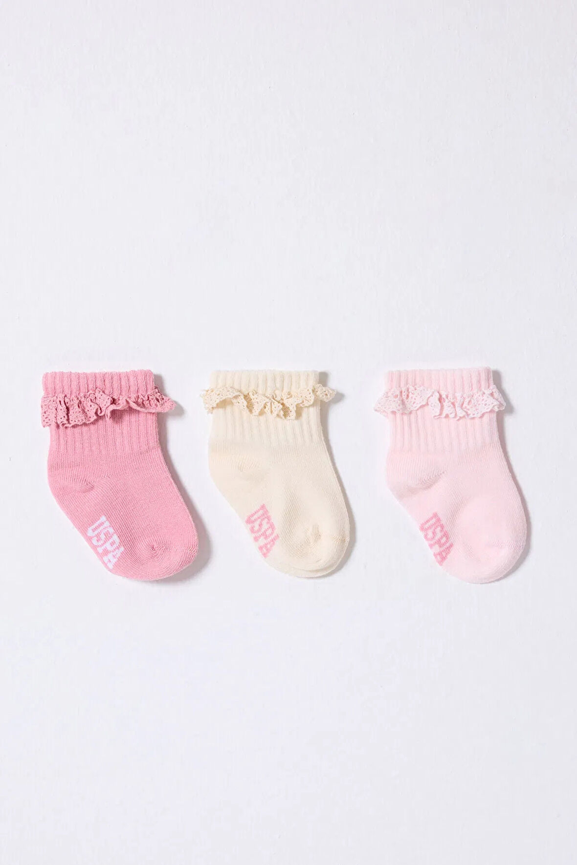 CEYLAN ADAM   U.S.Polo Kız Bebek Çorap USB2208 Pudra Ekru Somon