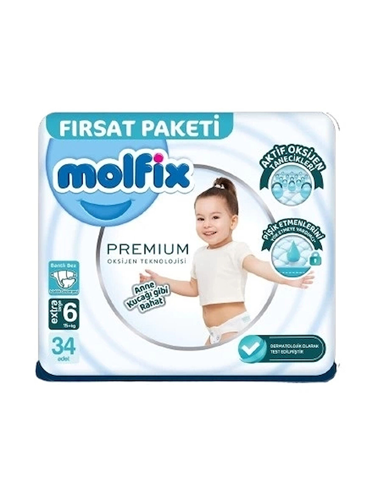 CEYLAN ADAM   Molfix Premium Bebek Bezi Fırsat Paketi 6 Beden 15+ Kg 34 Adet
