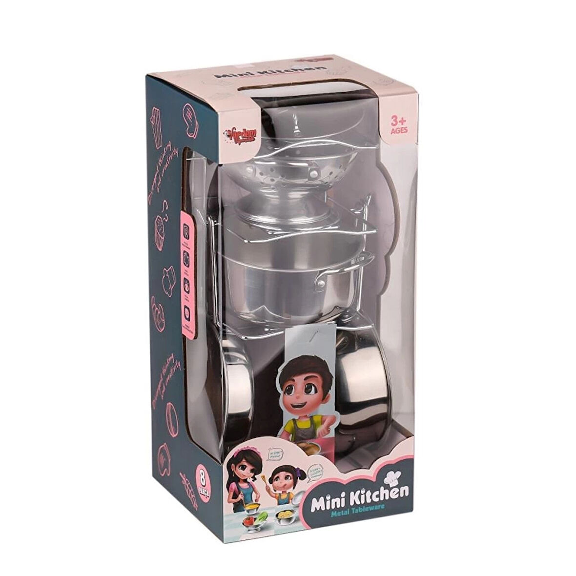 CEYLAN ADAM   683G-2 Çelik Tencere tava Seti 7 Parça -Vardem Oyuncak