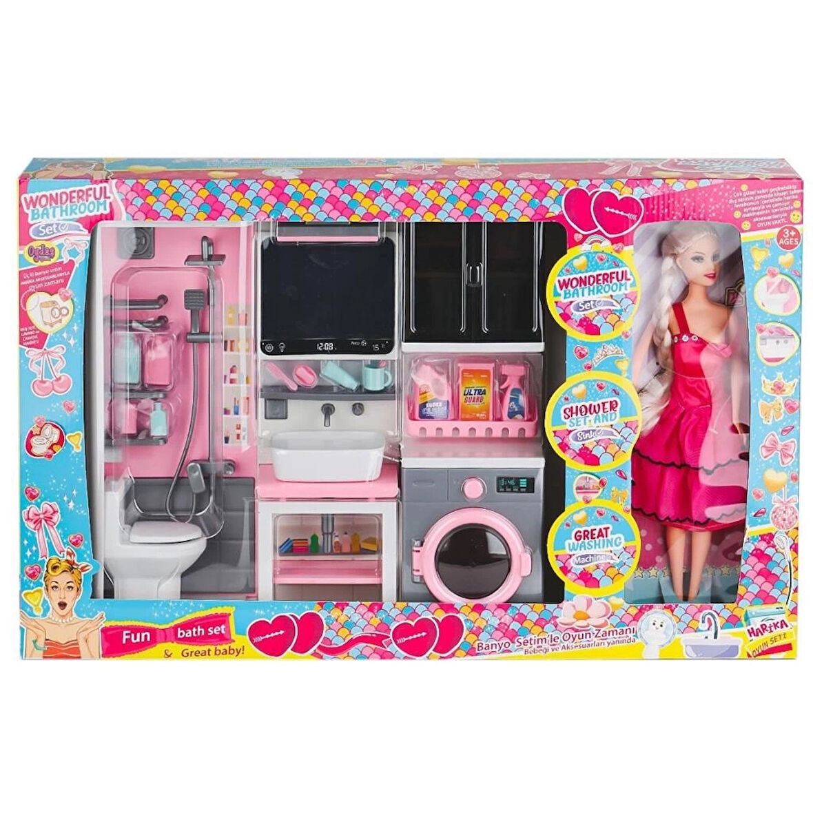 CEYLAN ADAM   OYD-02393 Bebek ile Banyo Seti Oyun Zamanı -Oydaş Oyuncak