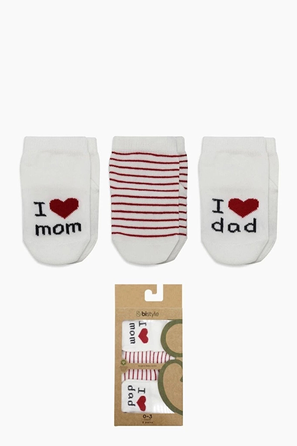 CEYLAN ADAM   Bistyle Mom Dad 3'Lü Penye Soket Çorap 10123 Ekru