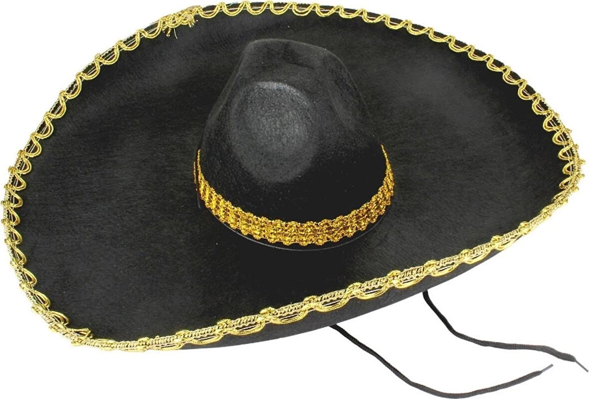 CEYLAN ADAM   Sombrero Meksika Şapkası Mariachi Altın Şeritli Yetişkin Boy