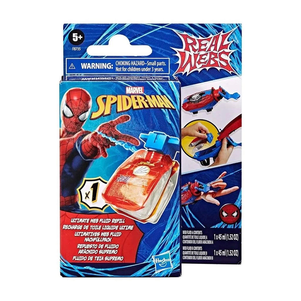 CEYLAN ADAM   F8735 Spider-Man Ağ Ve Su Fırlatıcı Yedek Paket +3 yaş