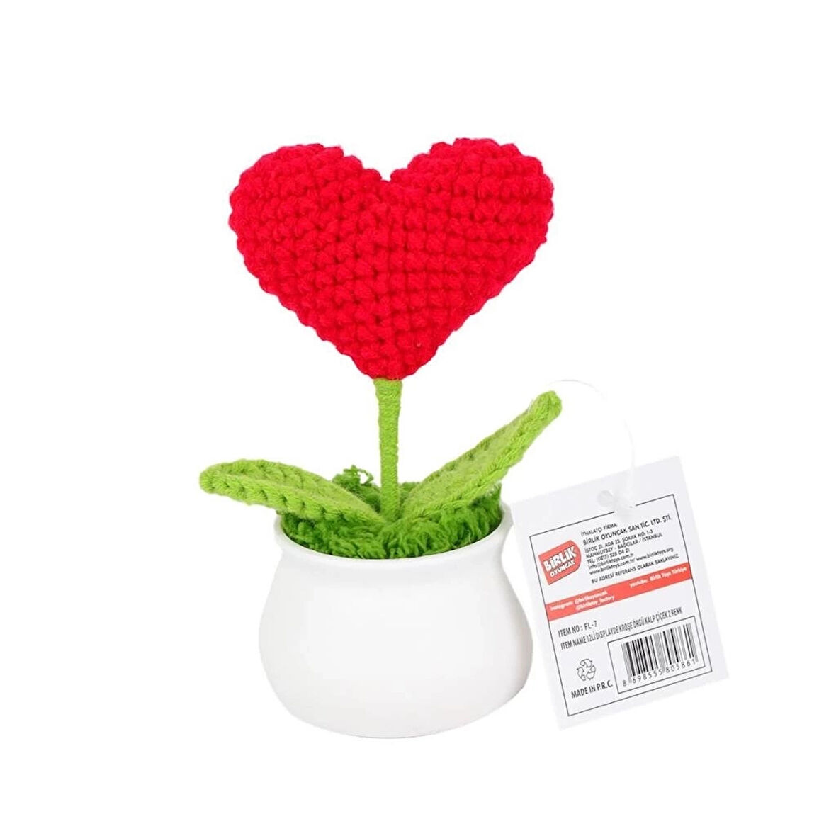 CEYLAN ADAM   FL-7 12Lİ Kroşe Örgü Saksıda Kalp -Birliktoys