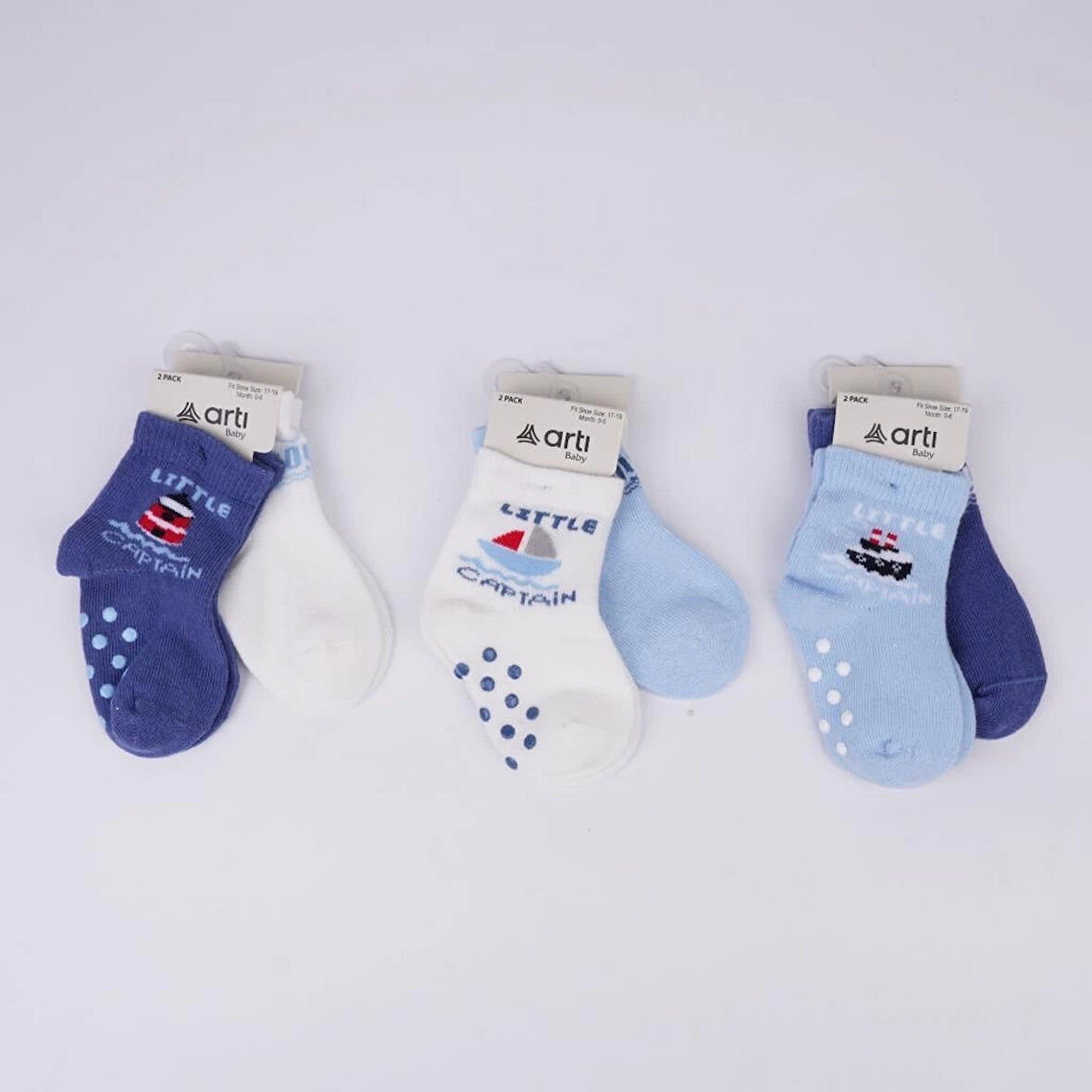 CEYLAN ADAM   Katamino Filip 2'li Abs'li Erkek Bebek Soket Çorap K44143 Asorti