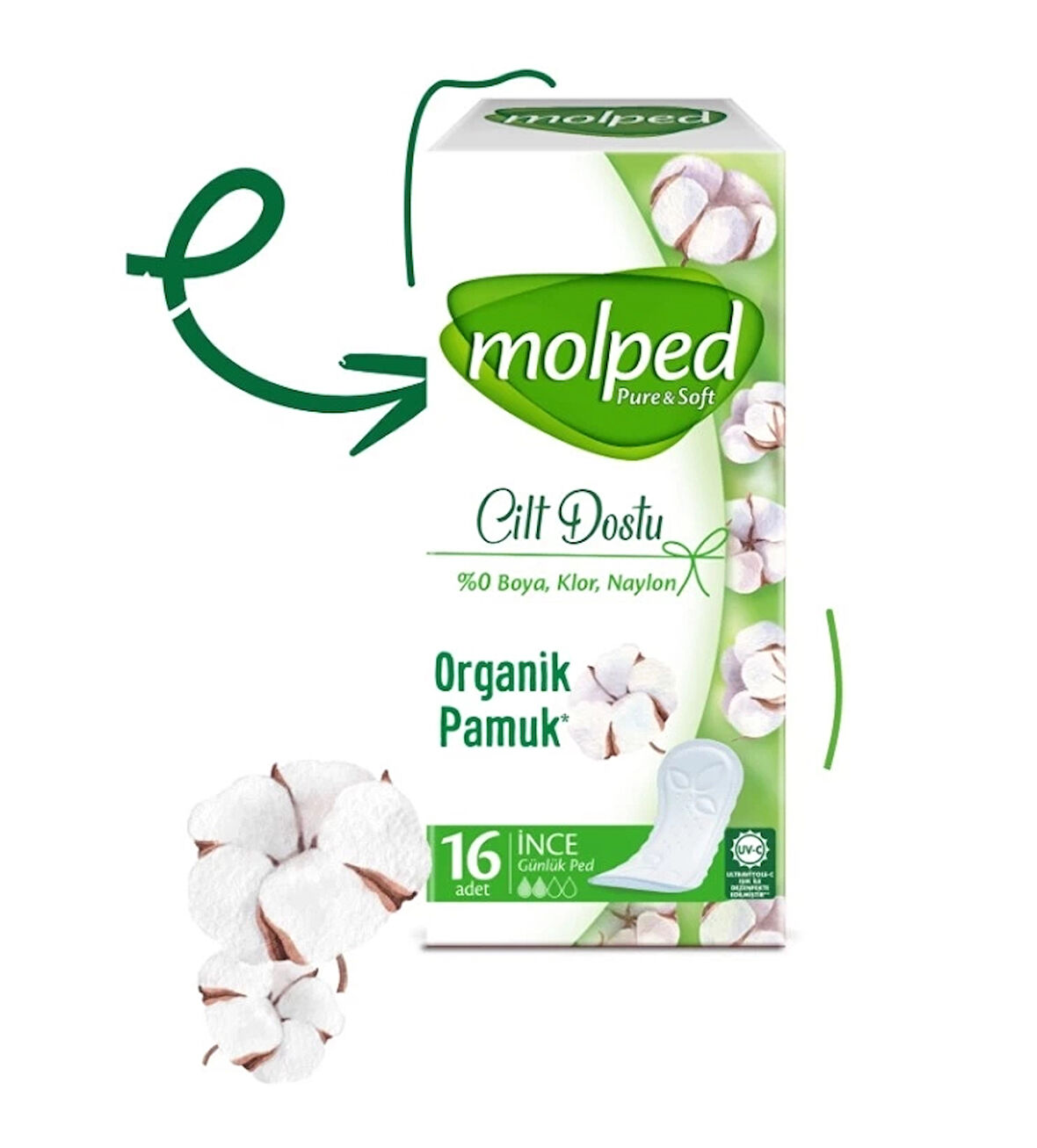 CEYLAN ADAM   Molped Pure&Soft İnce Günlük Ped 16 Adet